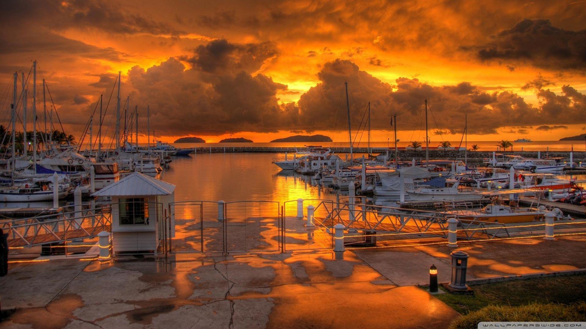 1920x1080 Harbour Sunset Ultra HD Desktop Background Wallpaper for 4K UHD TV