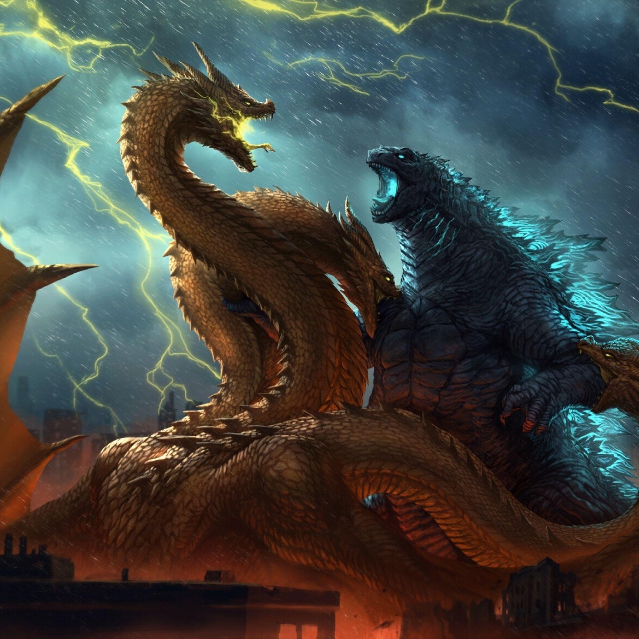 2048x2048 Godzilla vs King Ghidorah King of the Monsters iPad Air