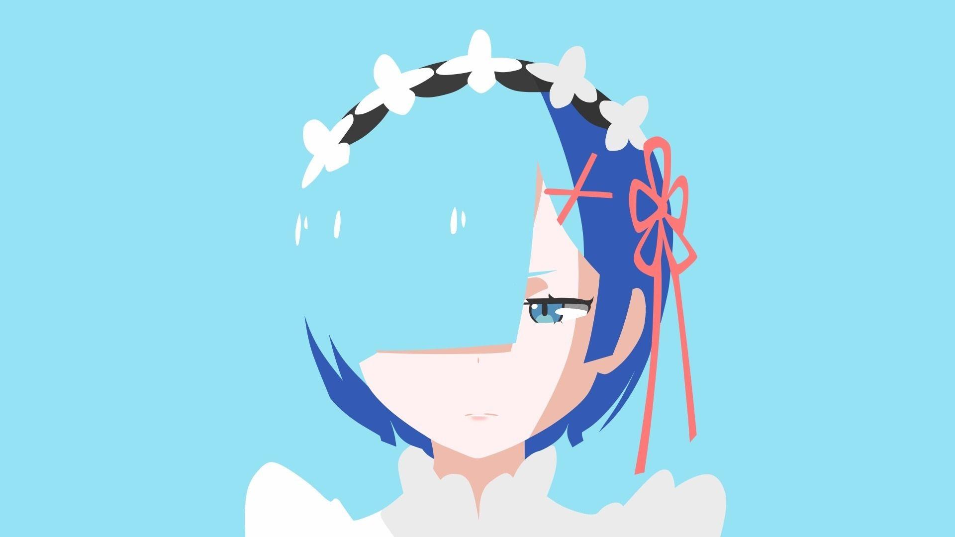 1920x1080 Desktop wallpaper blue hair, anime girl, re:zero, rem, HD image