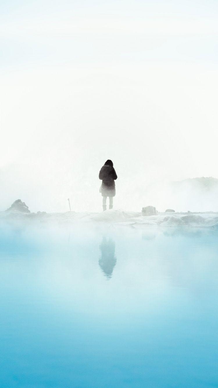 750x1334 Download Outdoor, silhouette, fog, loneliness wallpaper, 750x1334