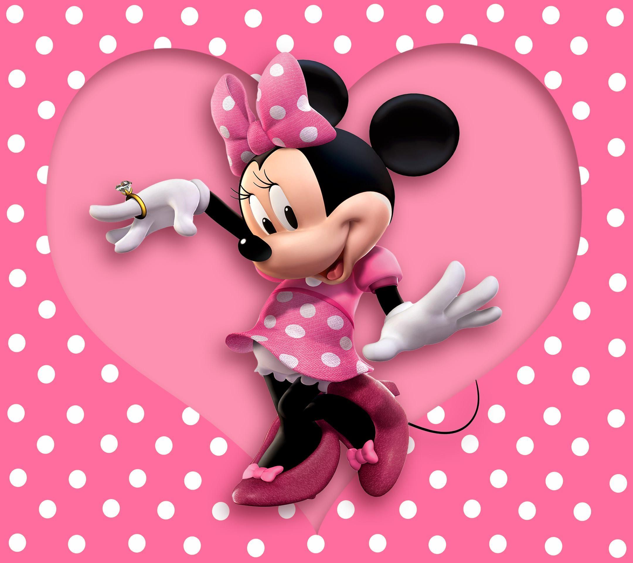 Wallpaper Mickey Mouse Holding Pink Heart Illustration, Background -  Download Free Image