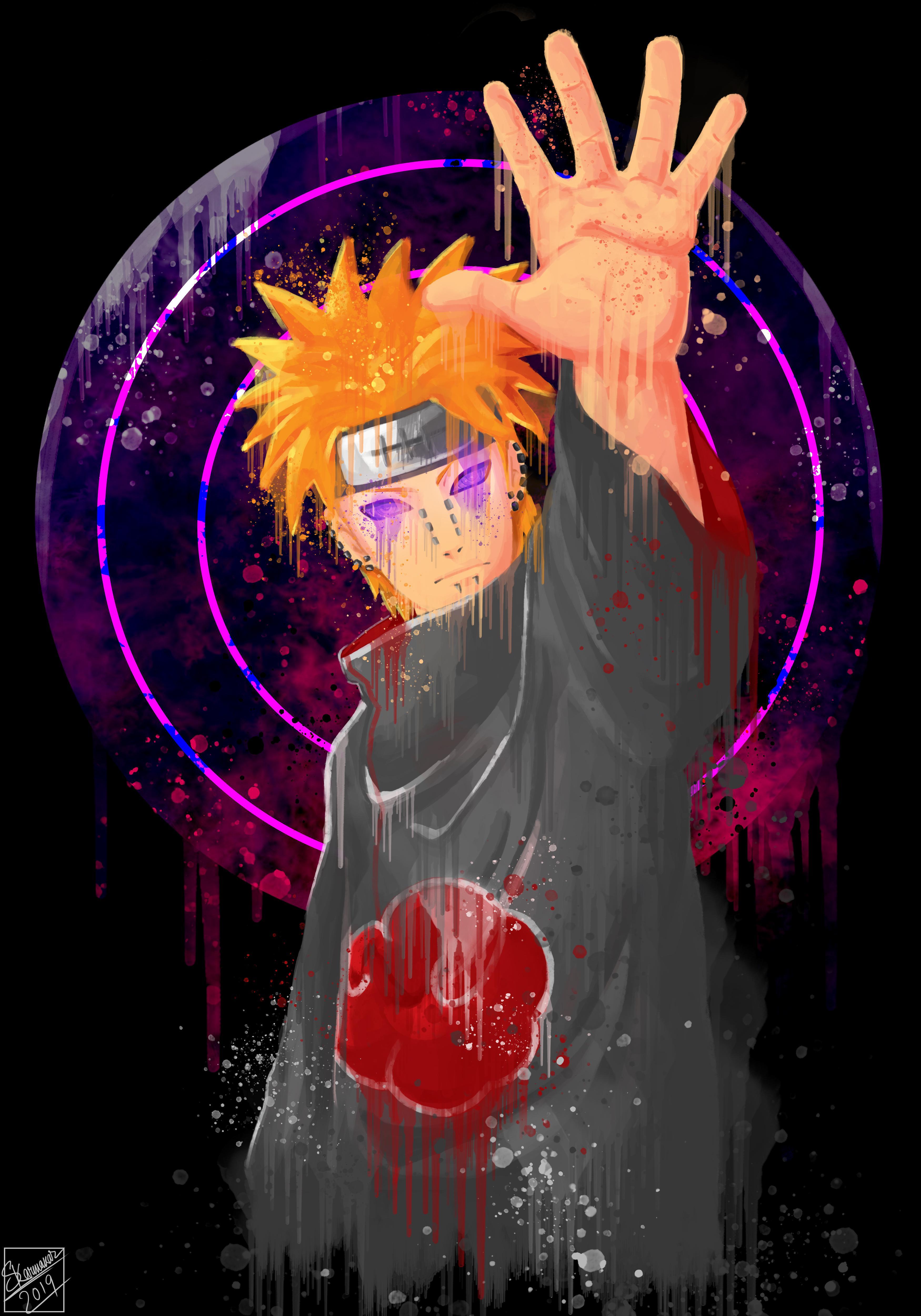 3500x5000 I made a splash style drawing of PAIN aka NAGATO in Photohop. Hope y'all like it