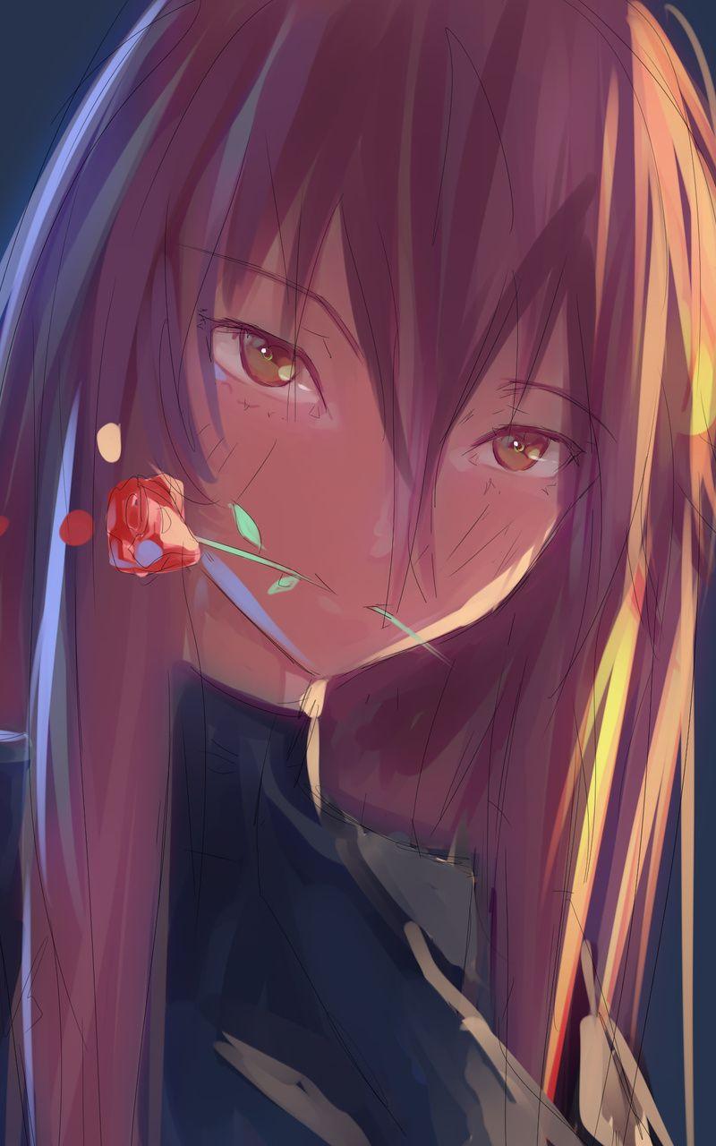 800x1280 Anime Girl Rose In Mouth Nexus Samsung Galaxy Tab 10