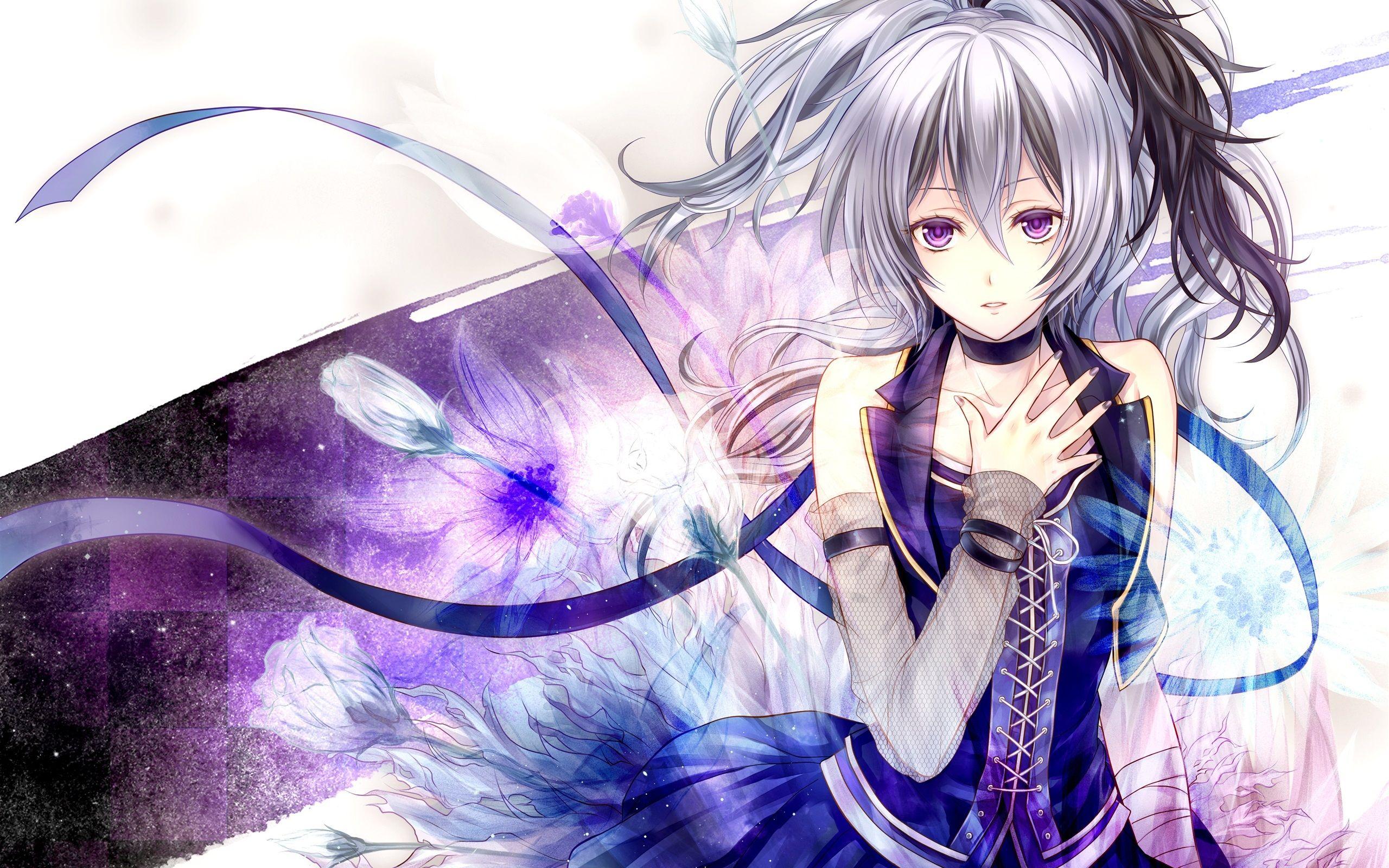 2560x1600 Wallpaper Anime girl hair flying, flowers 2560x1600 HD Picture, Image