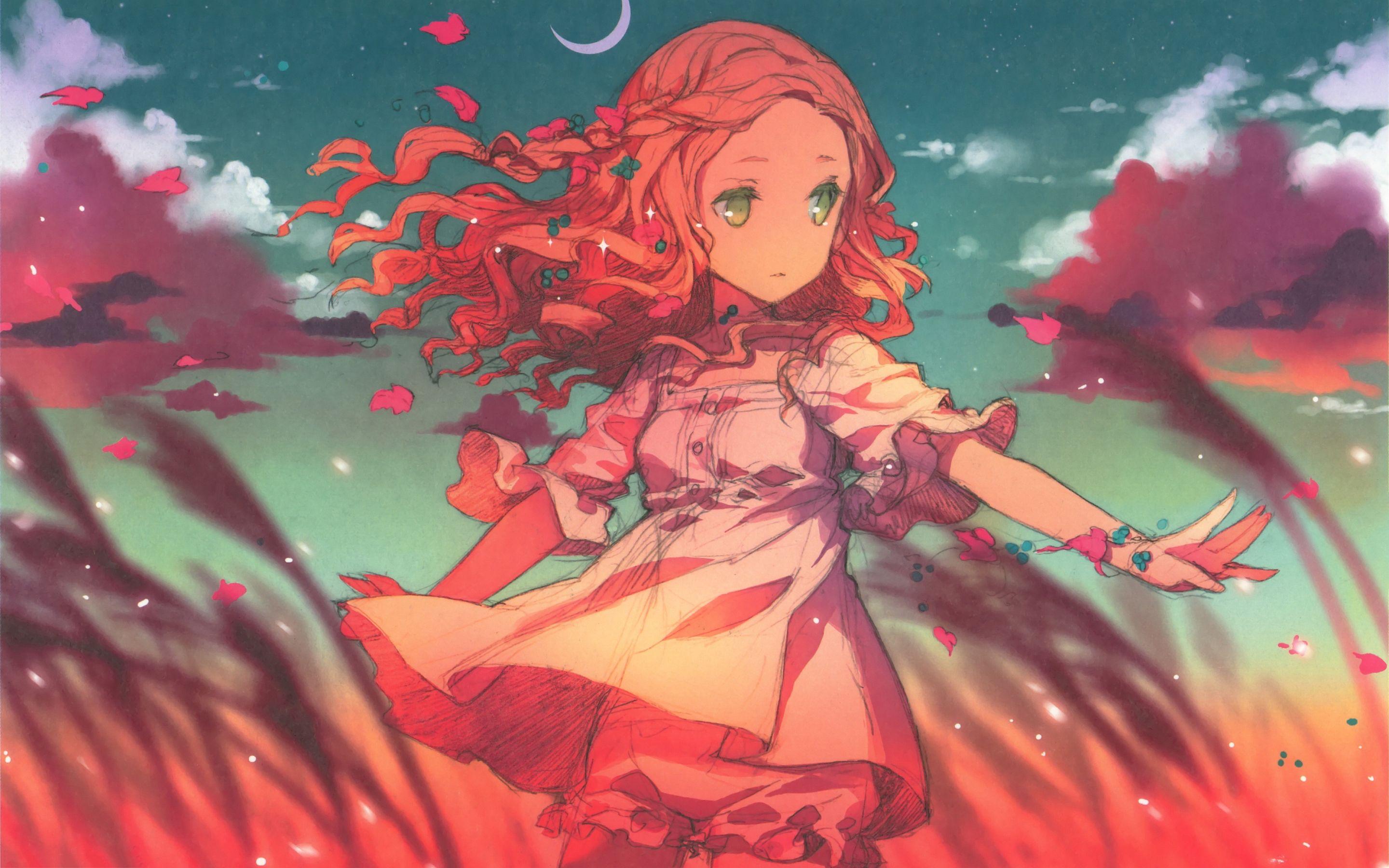 2880x1800 Anime girl wind breeze wallpaperx1800