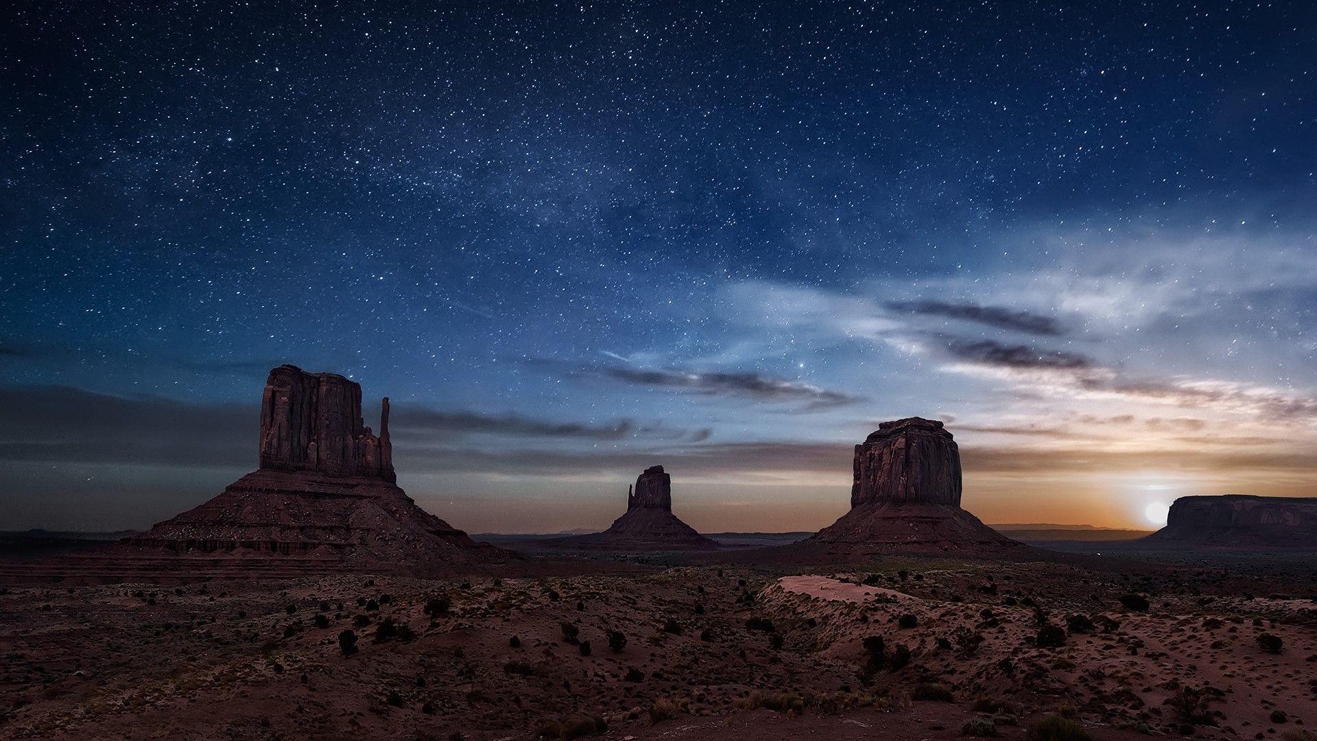Monument Valley Under Blue Sky During Night Time 4K HD Nature Wallpapers   HD Wallpapers  ID 34070