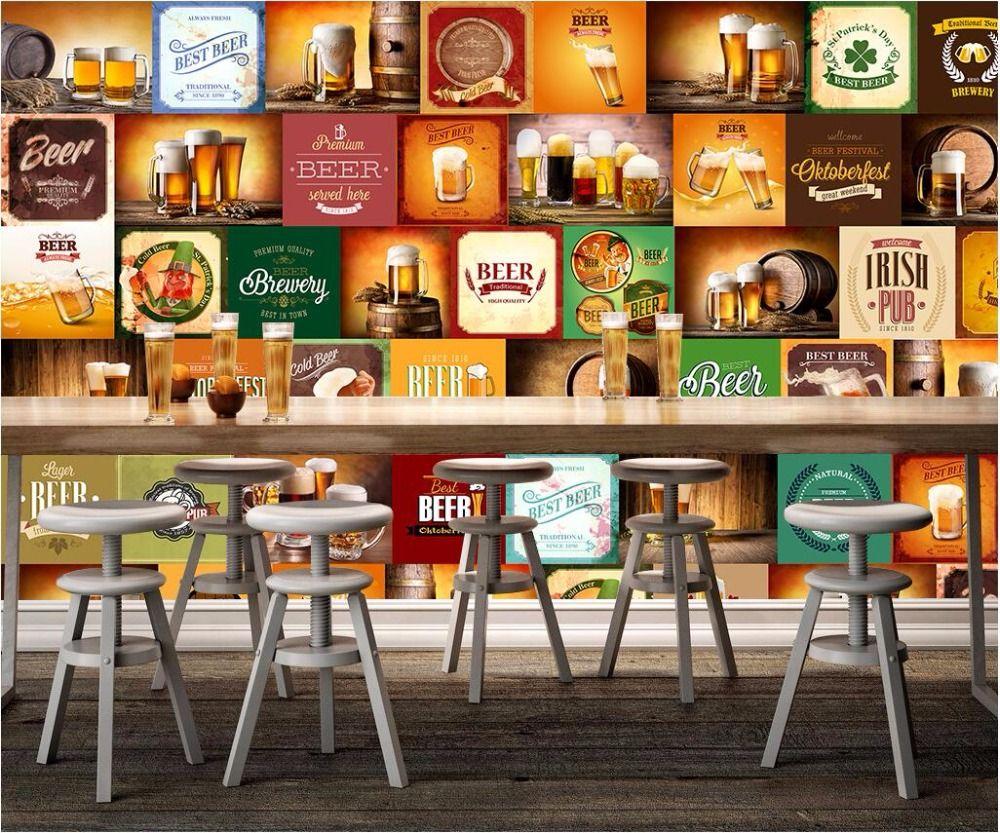 1000x833 Custom photo mural 3D wallpaper Beer trademark restaurant bar
