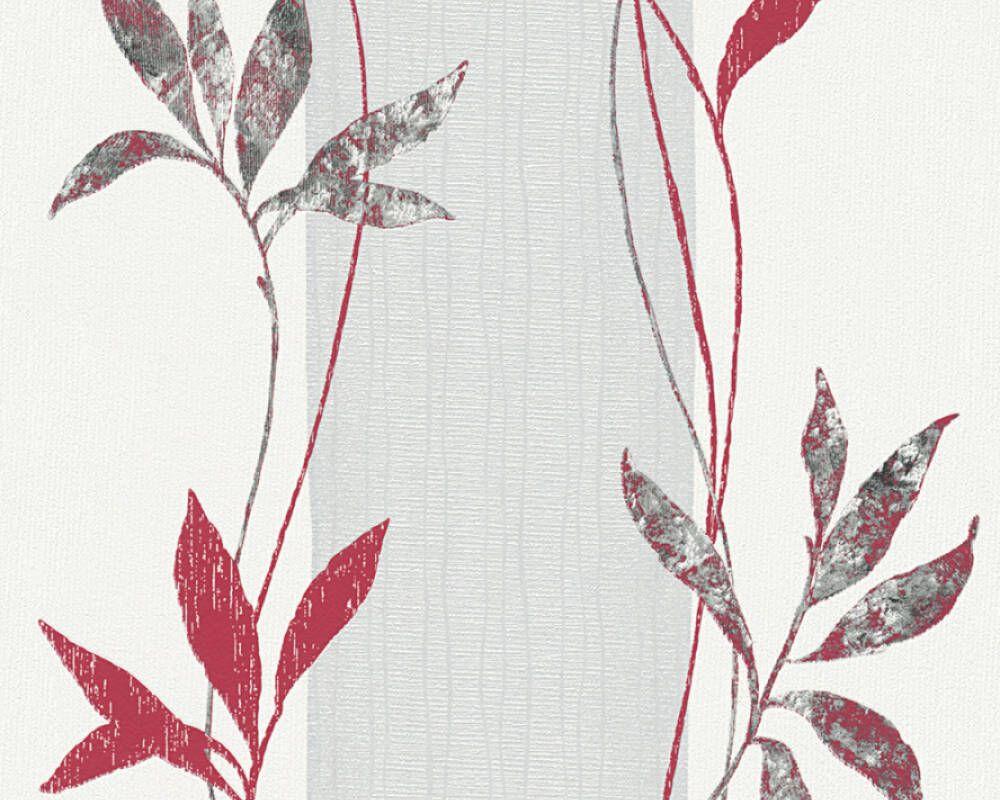 1000x800 A.S. Création Wallpaper «Floral, Grey, Metallic, Red, Silver» 326545