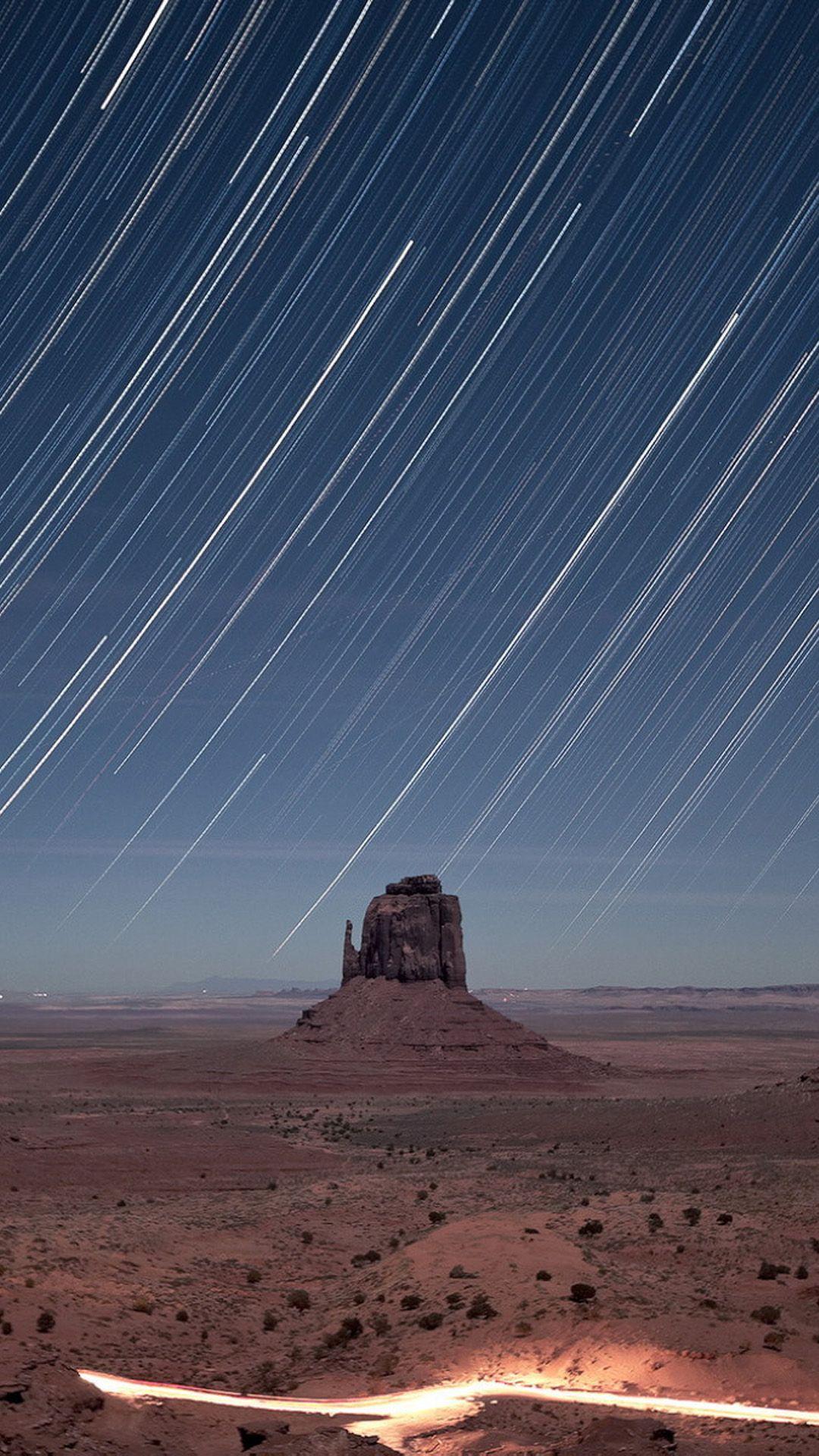 1080x1920 Monument Valley Meteor Shower iPhone 8 Wallpaper. Wallpaper, Meteor shower, Monument valley