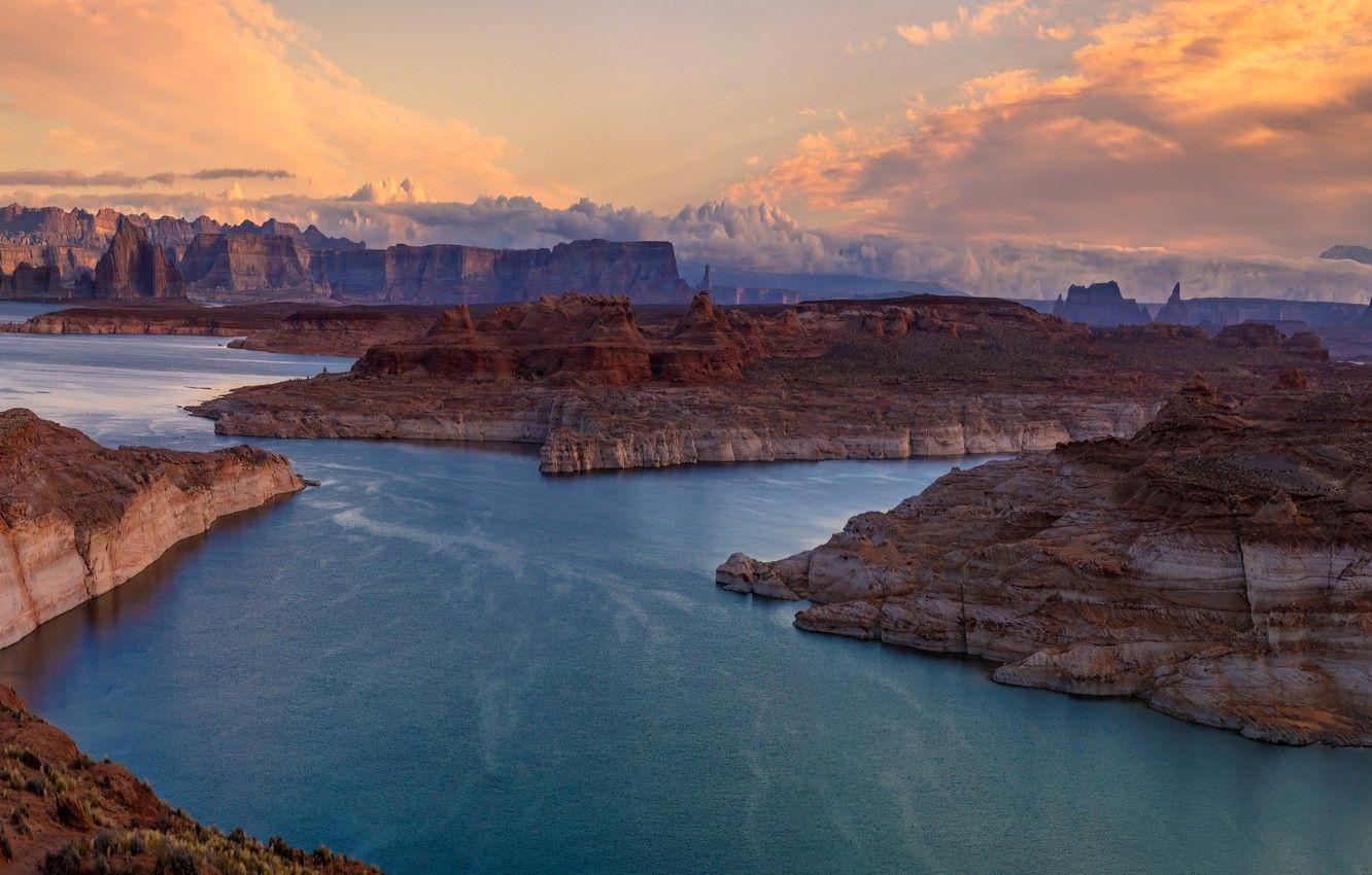 1332x850 Wallpaper lake, canyon, panorama, AZ, Arizona, lake Powell, Glen