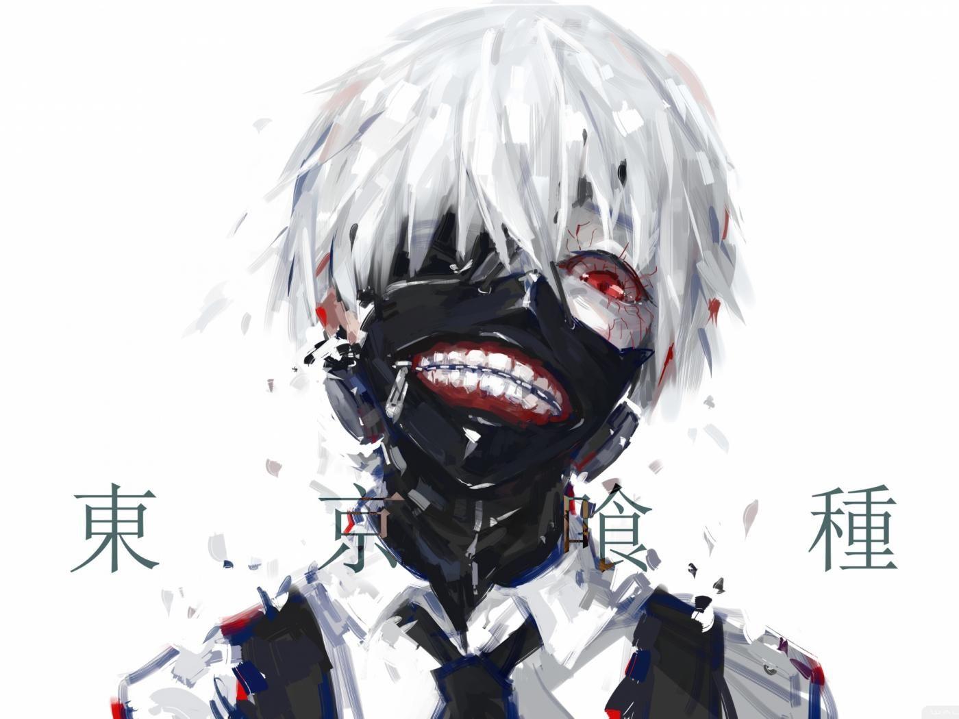 1400x1050 Cool Tokyo Ghoul Kaneki Ken Mask Hình nền với những sợi tóc trắng HD