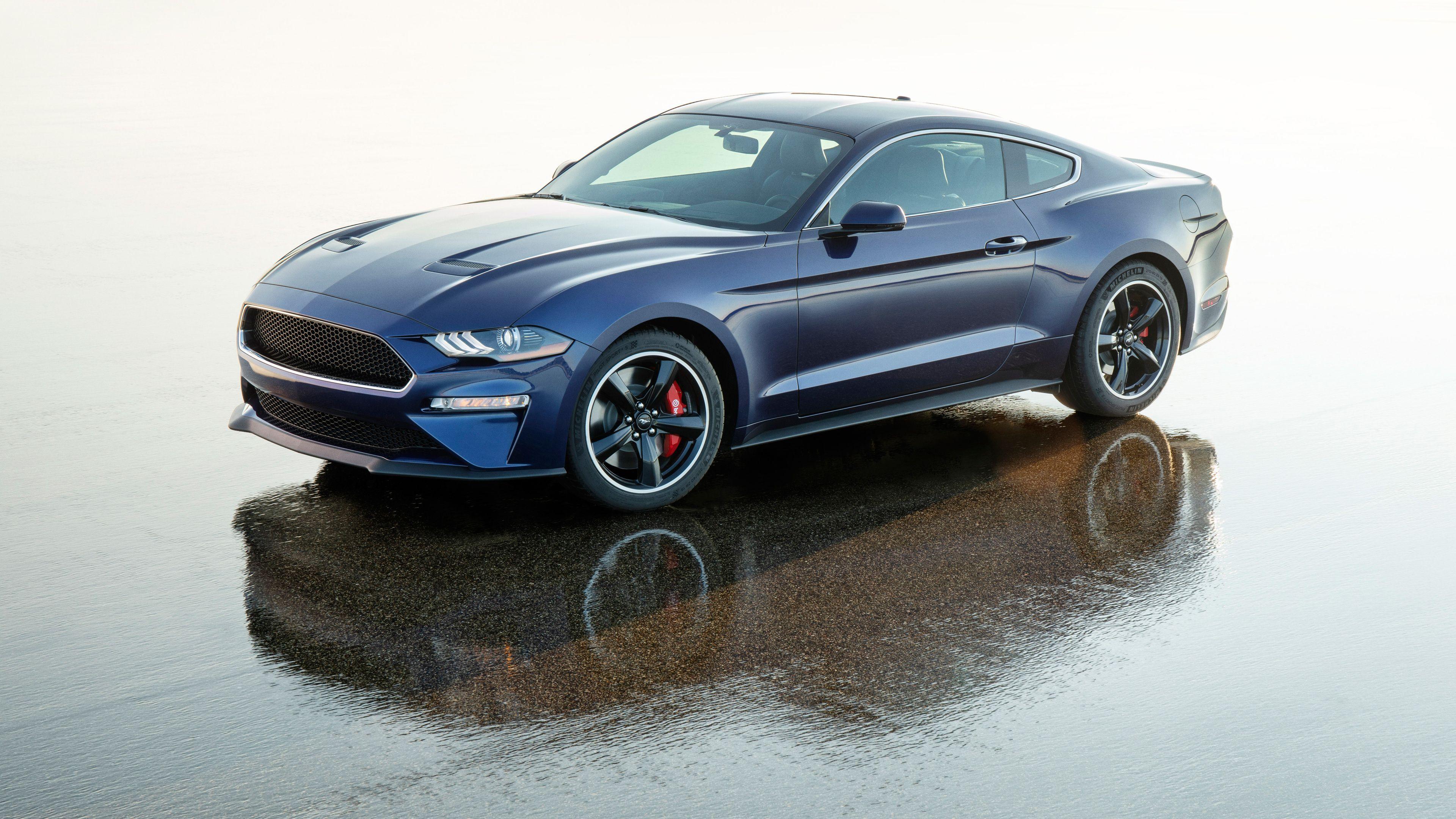 3840x2160 Wallpaper 4k 2019 Ford Mustang Bullitt Kona Blue Side View 2019