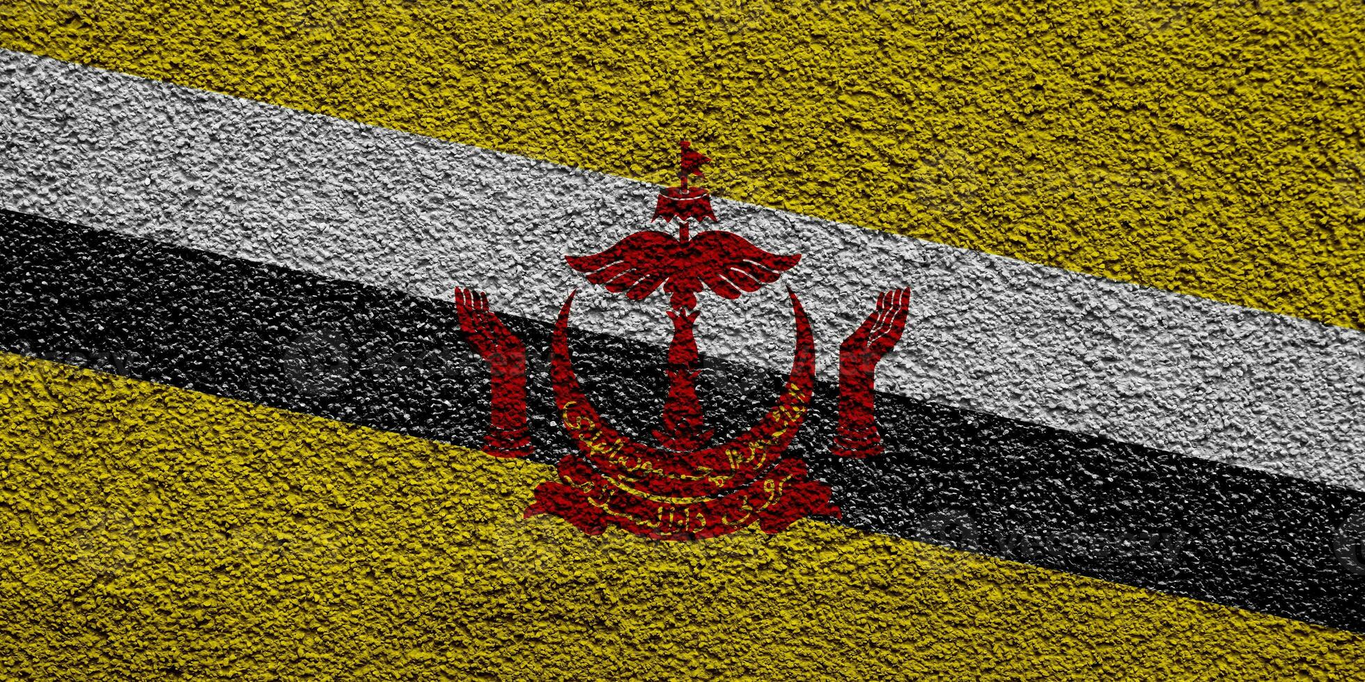 1960x980 Flag of Brunei Darussalam on a textured background. Concept collage