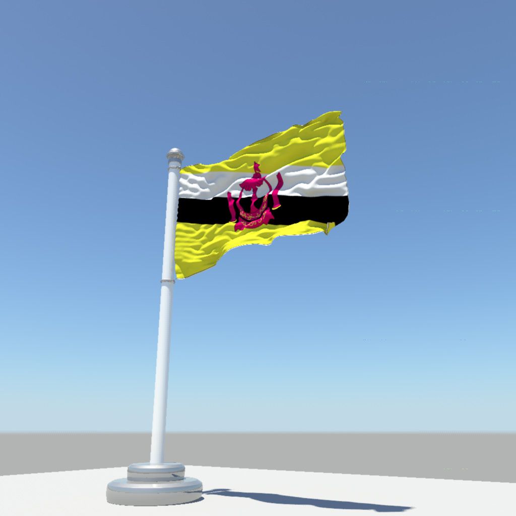 1024x1024 Brunei Darussalam Flag 3D model