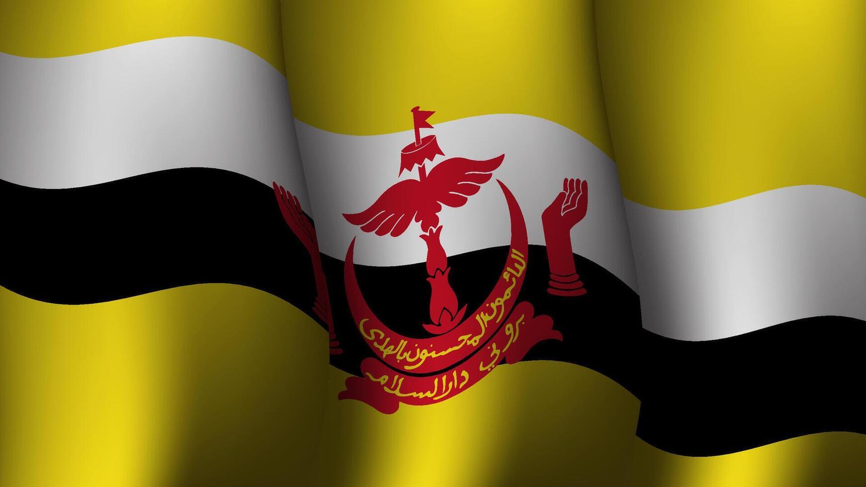 1742x980 brunei waving flag background design vector illustration