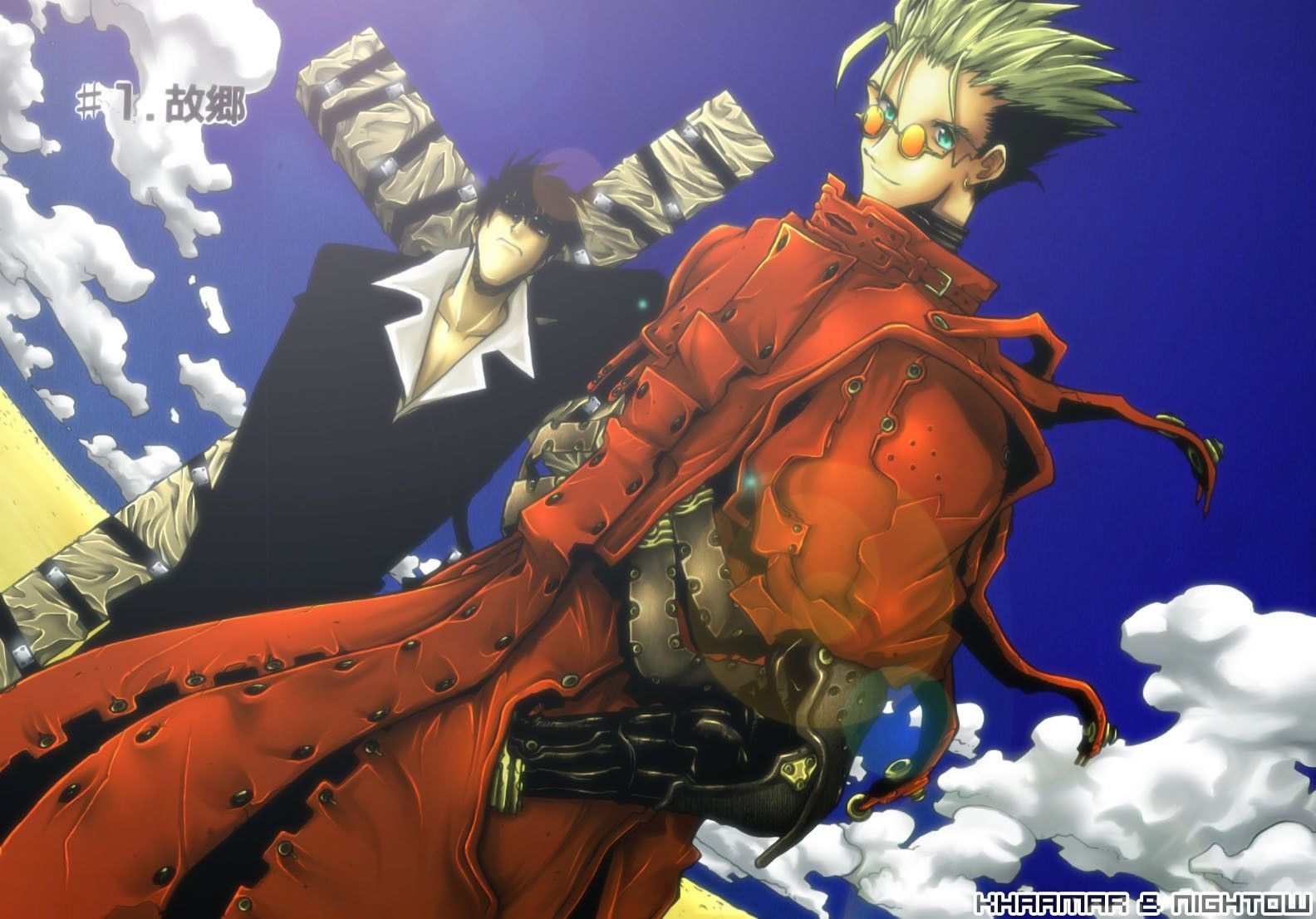 1584x1106 Trigun, Vash The Stampede, Gun, Glasses, Nicholas D. Wolfwood, Machine Gun, Futuristic Wallpaper HD / Desktop and Mobile Background
