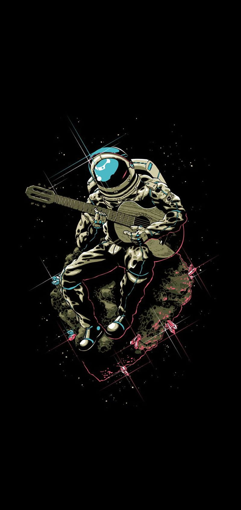 800x1689 Space Guitar, astronaut, music, HD phone wallpaper