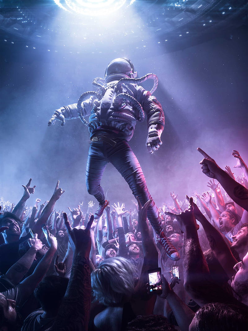 800x1067 Astronaut Crowd, fly, future, hands, rockstar, space, star, HD phone wallpaper