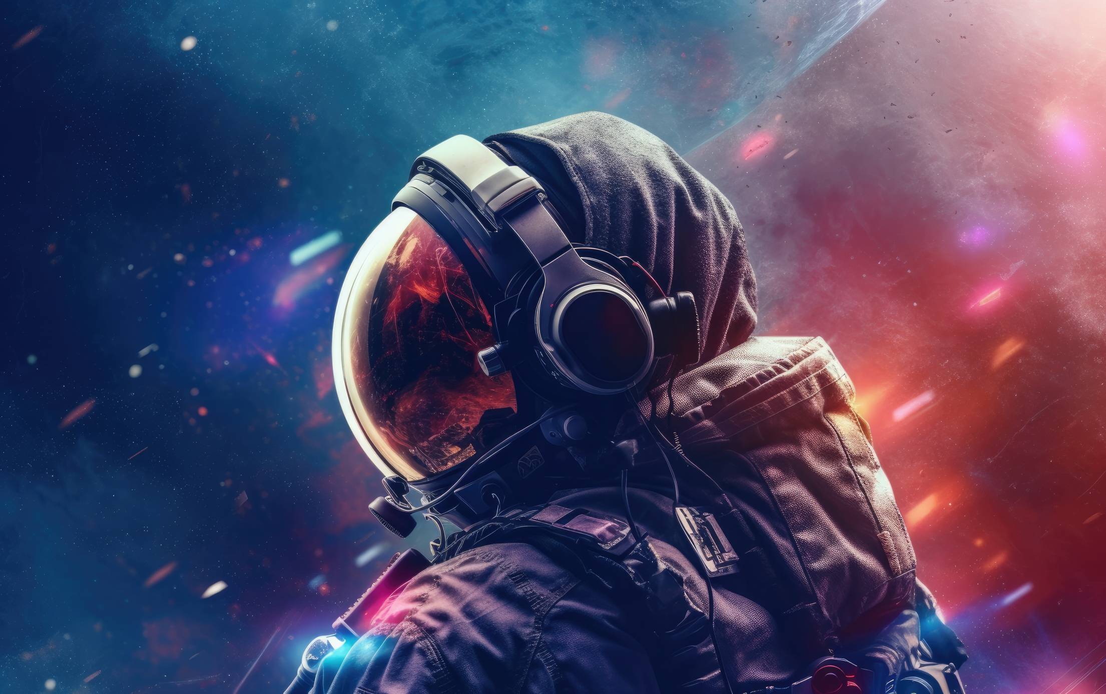 2210x1387 Astronaut Listening to Music. Free Fantasy Image