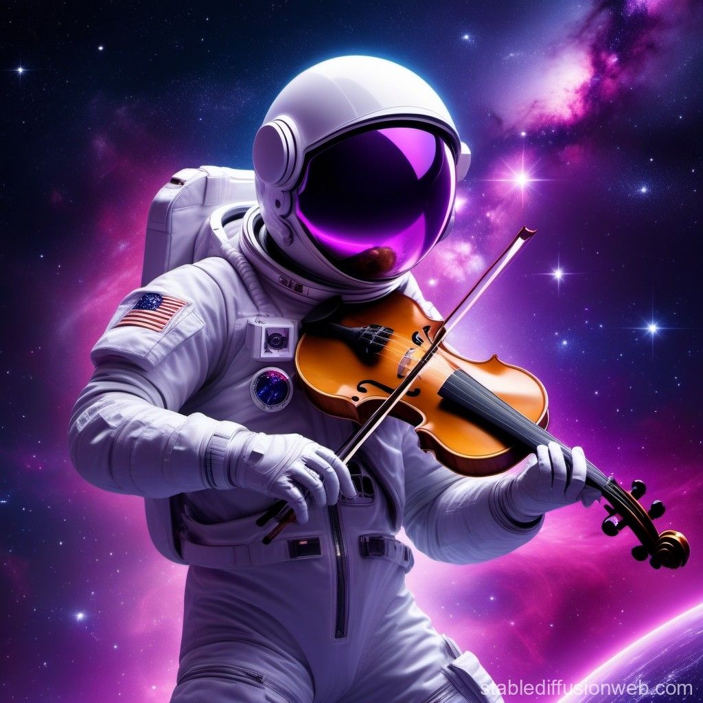 1024x1024 Astronaut Performing Music in Space. Stable Diffusion Online
