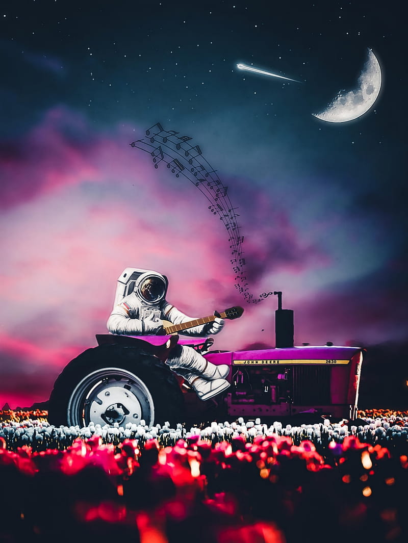 800x1065 HD astronaut guitar moon wallpaper