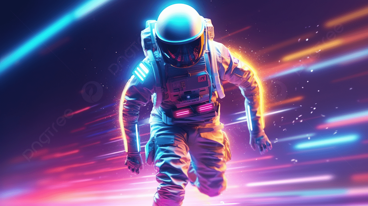 1200x673 Retrowave Music Inspires Astronaut S Neon Lit Run Stunning 3D Illustration, Retro Futuristic, Synthwave, Retrowave Background Image And Wallpaper for Free Download