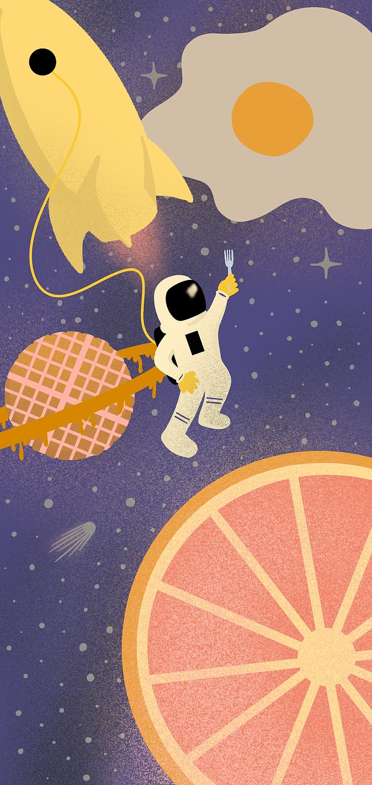 728x1537 HD wallpaper: Android (operating system), astronaut, cookies, music, food