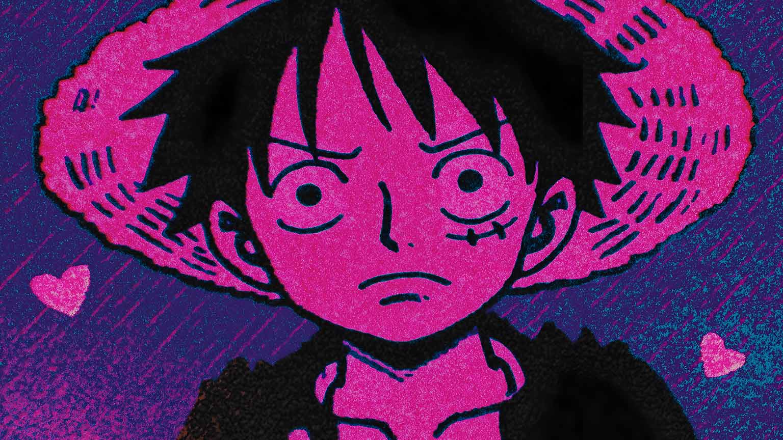 1536x864 One Piece Luffy Angry Pop Art Pink Aesthetic Desktop Wallpaper