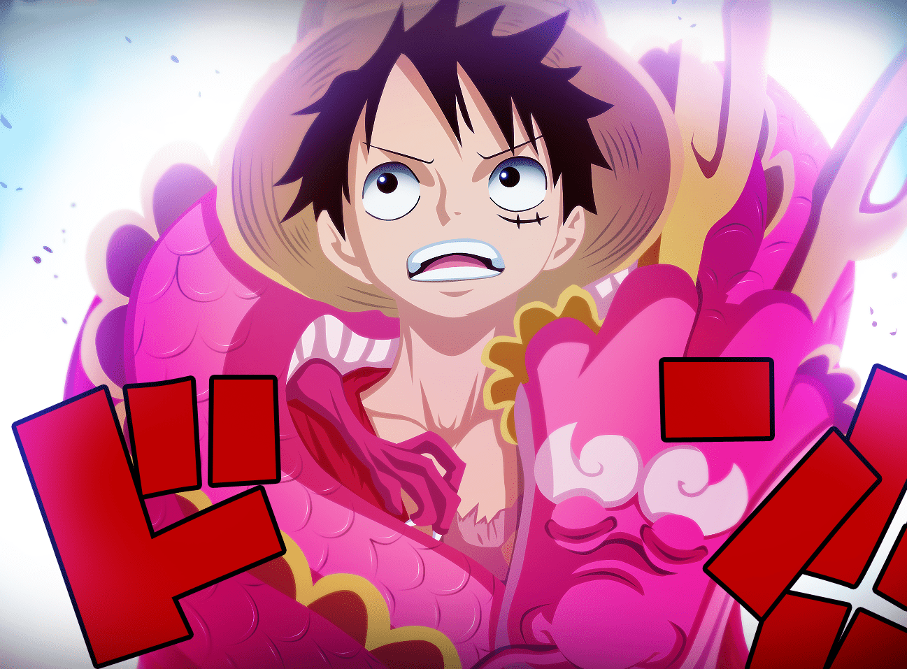 1297x957 Epic One Piece HD Wallpaper: Luffy & Momonosuke Unite! By I SANxx957