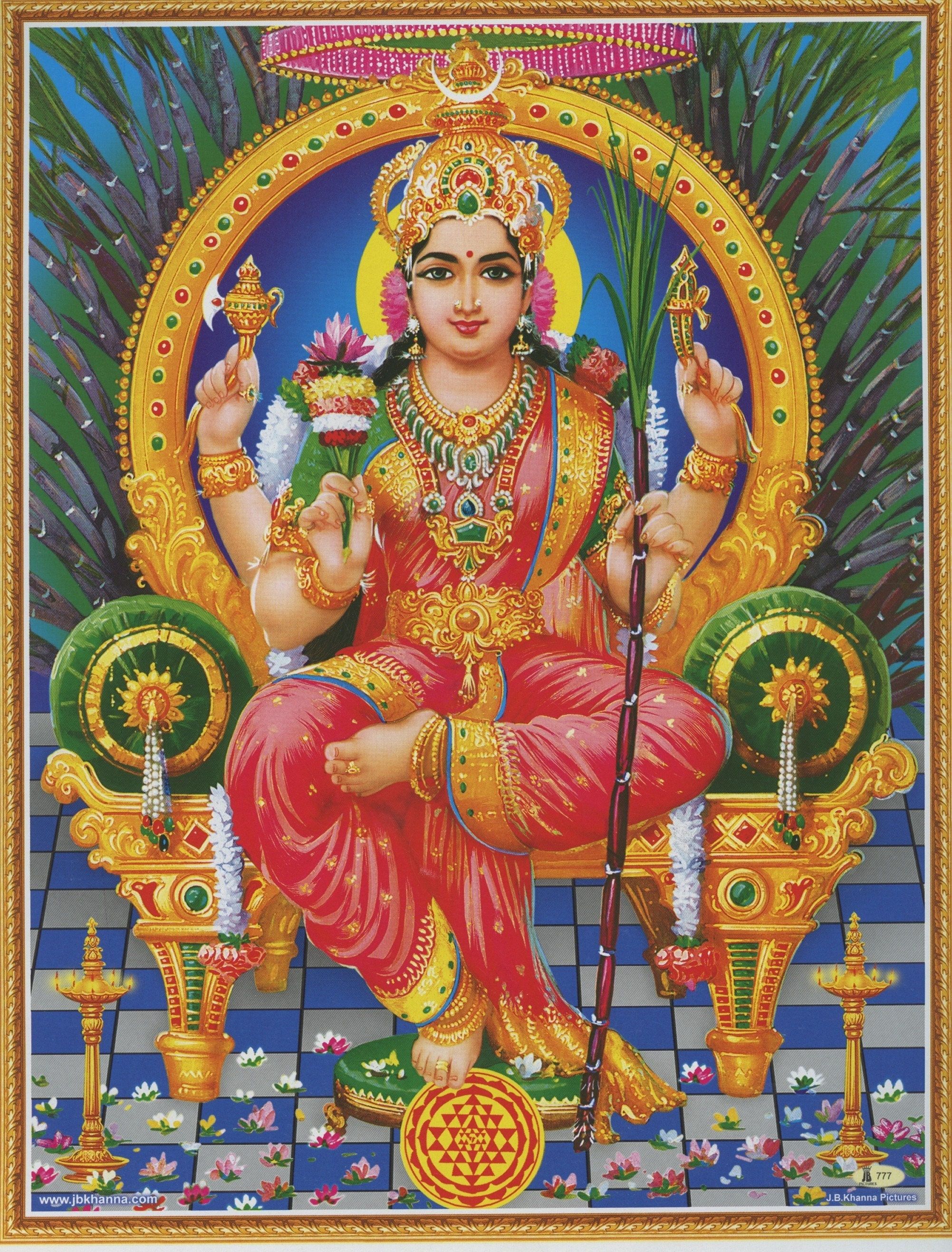 2003x2633 Lalita Devi. Vintage Style Indian Hindu Devotional Poster Print