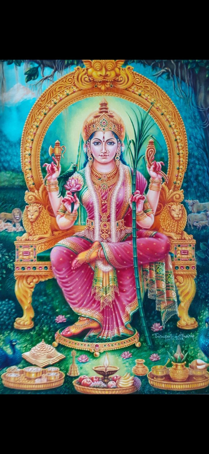 736x1594 Oil painting on canvas of goddess Sri Lalitha Devi #lalithadevi