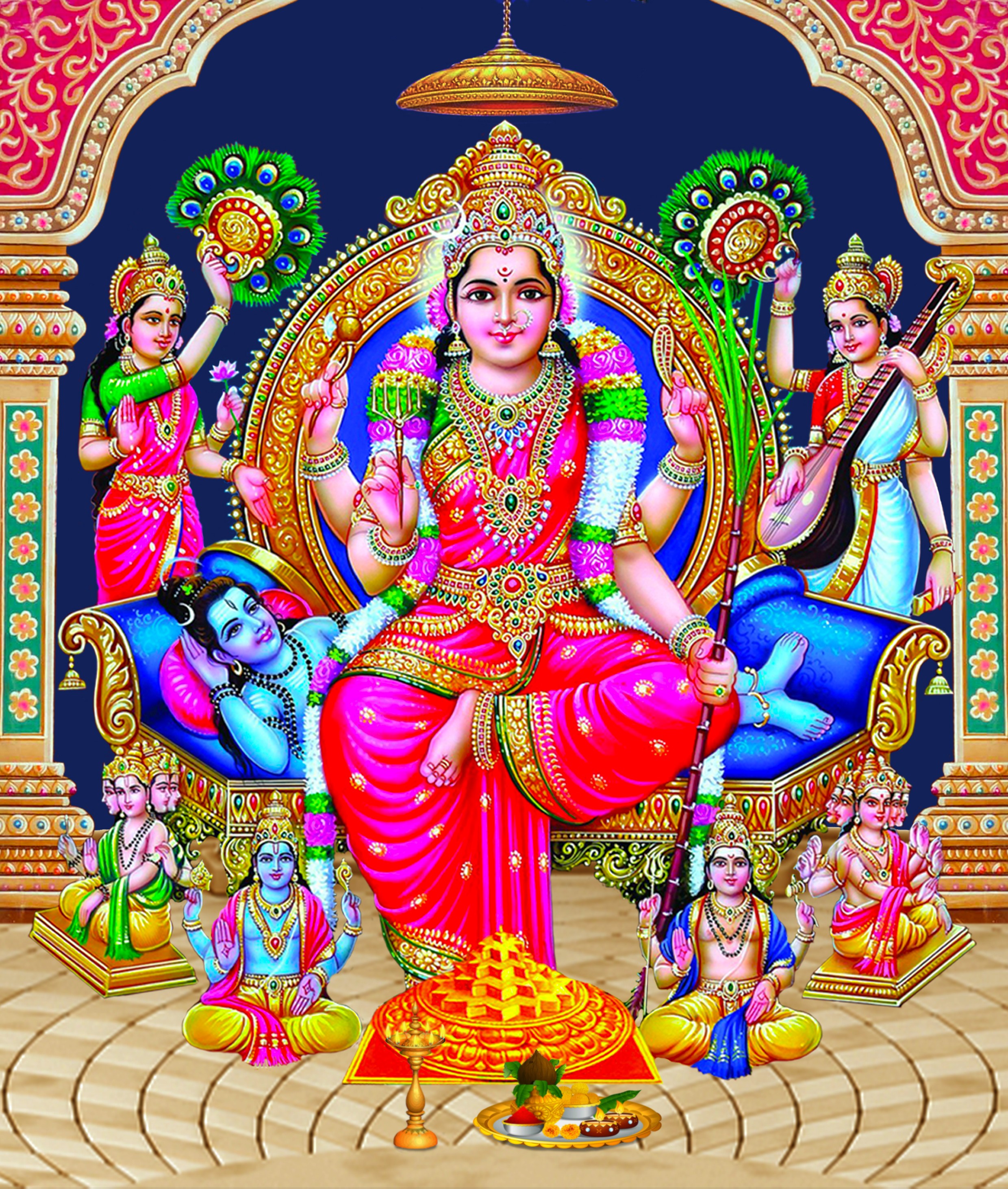 2480x2926 Position of Lakṣmī and Sarasvatī next to Lalitā Tripurasundarī Śrī Vidyā Online Forum