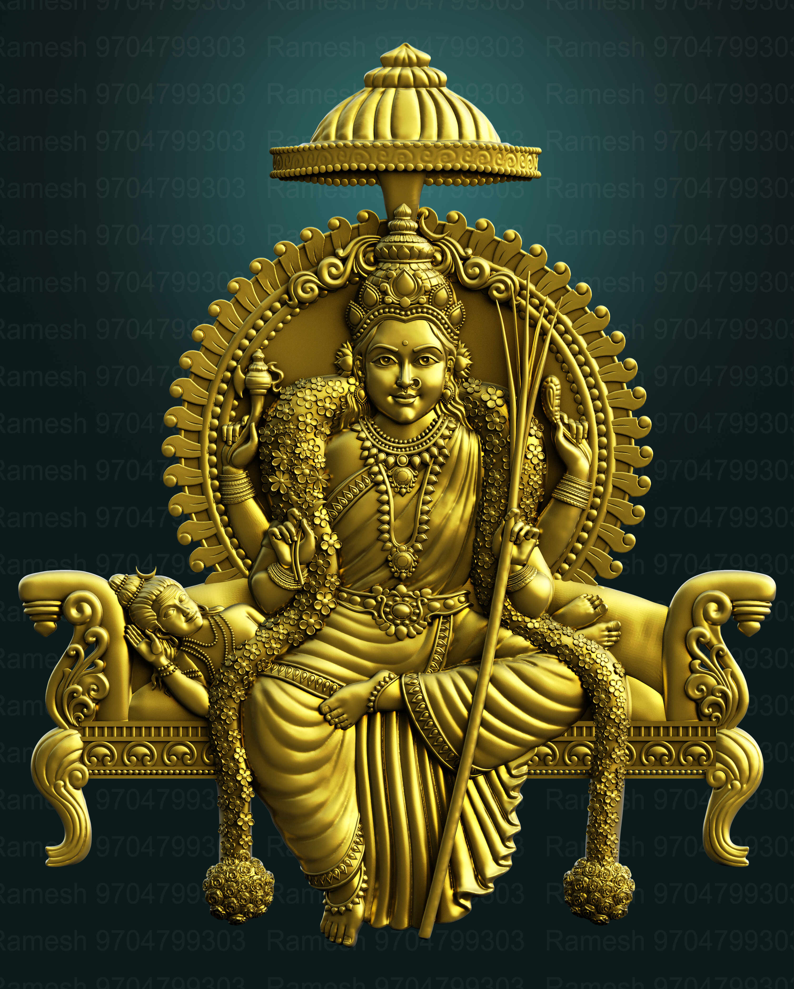 3336x4154 Sril lalitha devi 3D design. How to make Sril lalitha devi 3D model for CNC and CAD jewelry