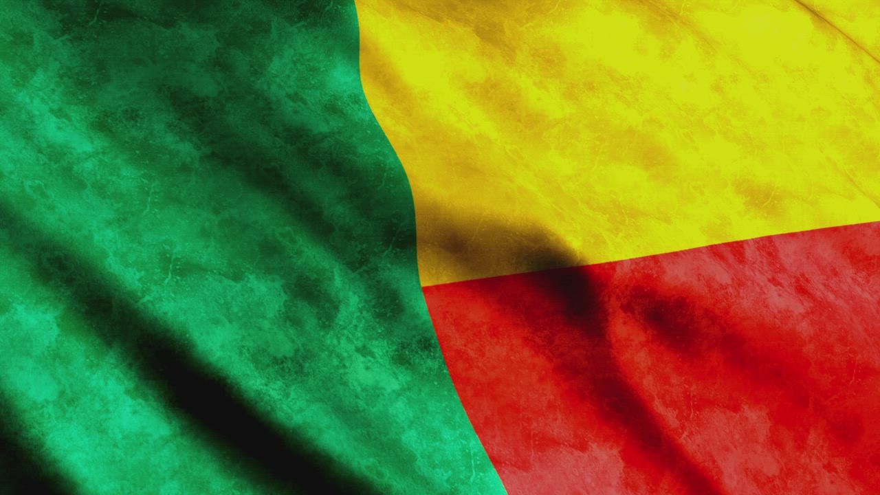 1280x720 Benin flag in 3D animation while is waving