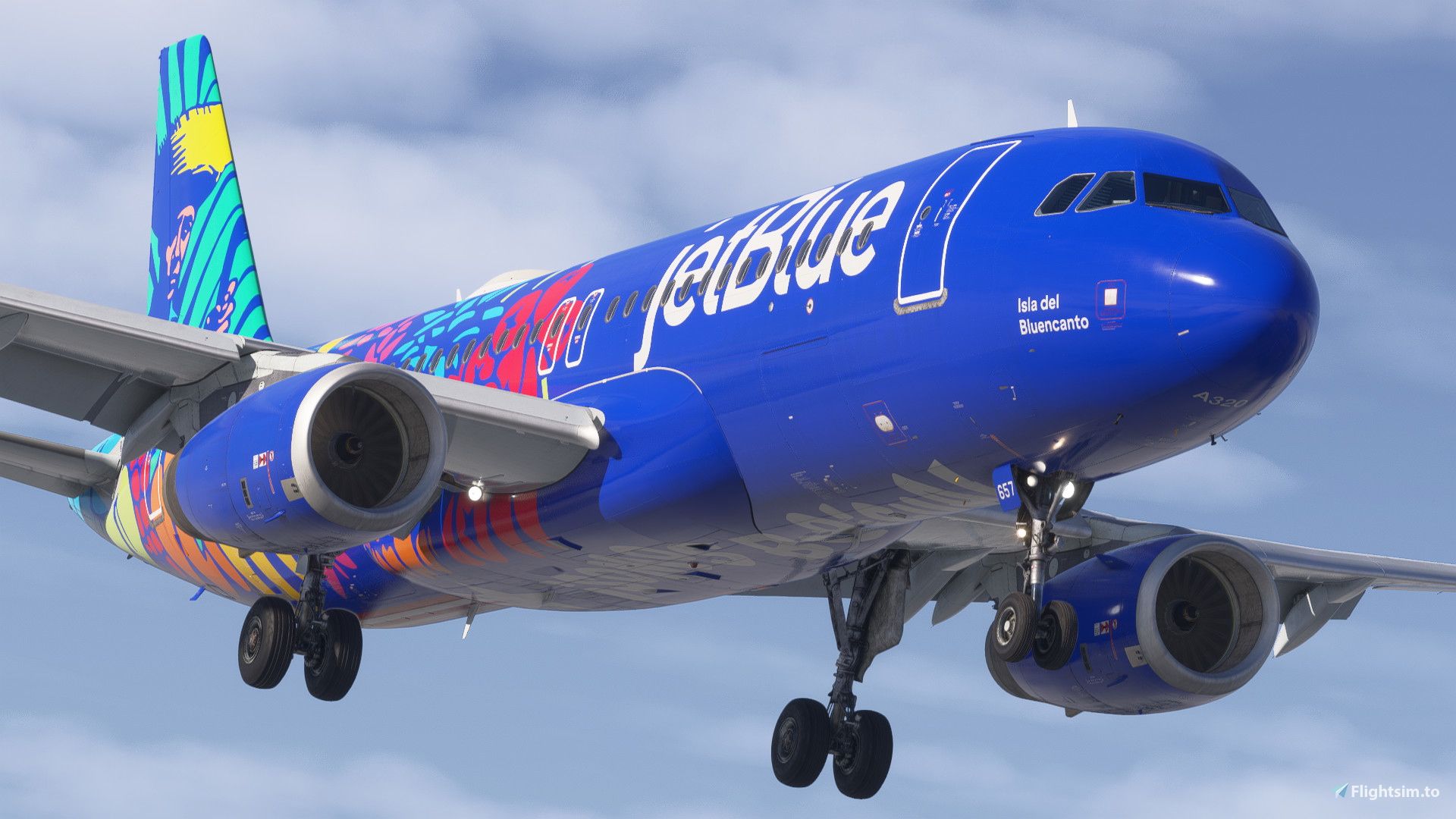 1920x1080 JetBlue 'Isla Del Bluencanto'. N657JB. W Cabin. Fenix A320 V2 Liveries For MSFS