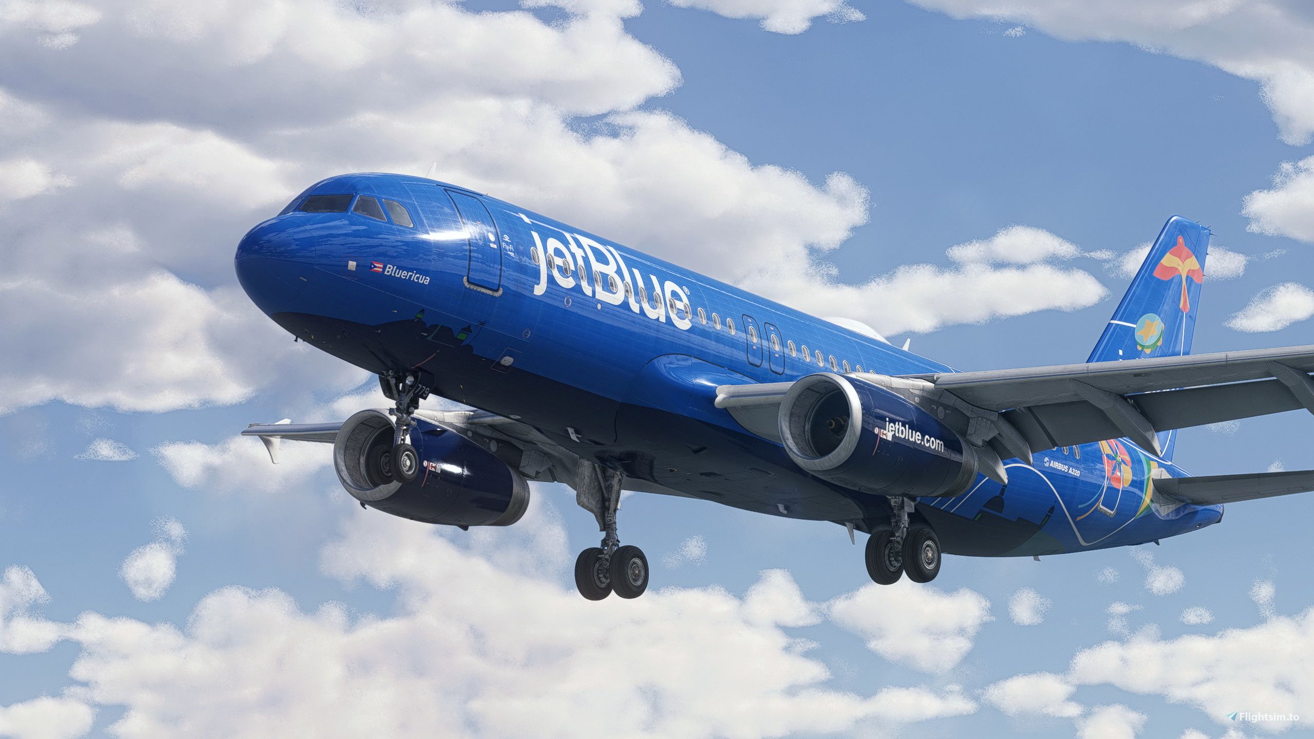 2560x1440 JetBlue (Bluericua) A320 (V2) (IAE) Liveries for MSFS