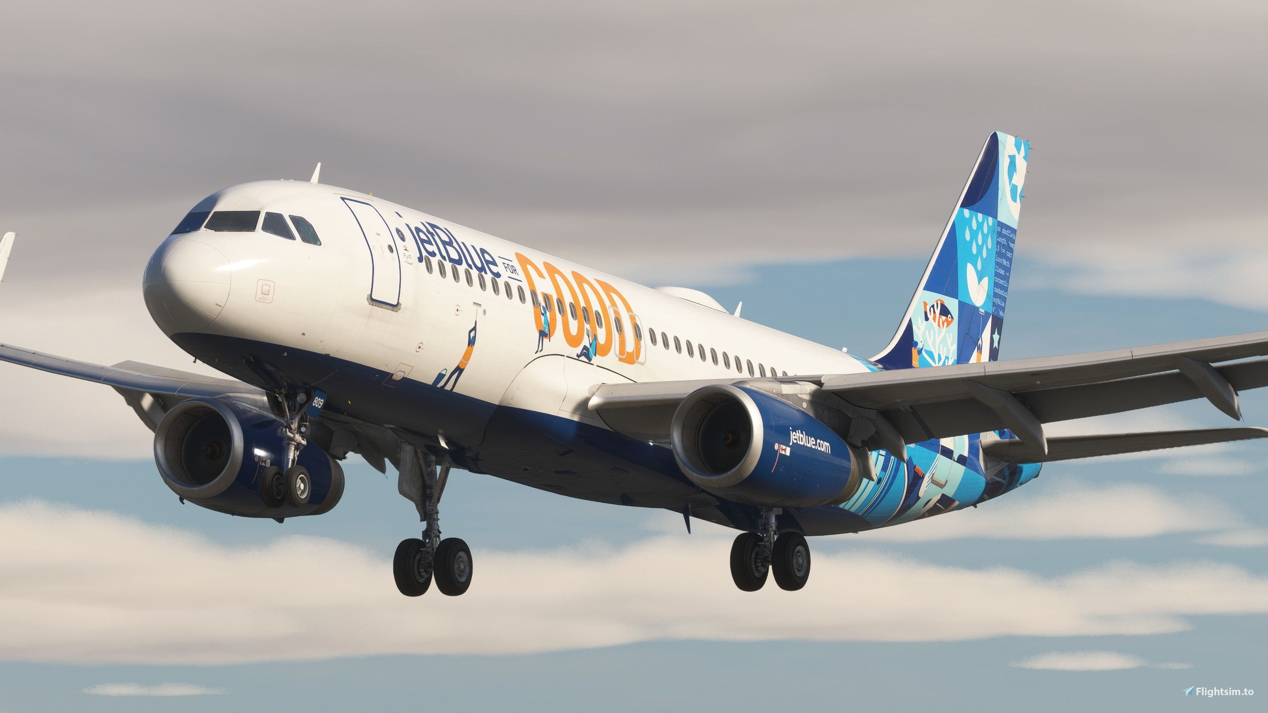 2560x1440 JetBlue For Good (N809JB) A320 (IAE / Sharklets) Liveries for MSFS