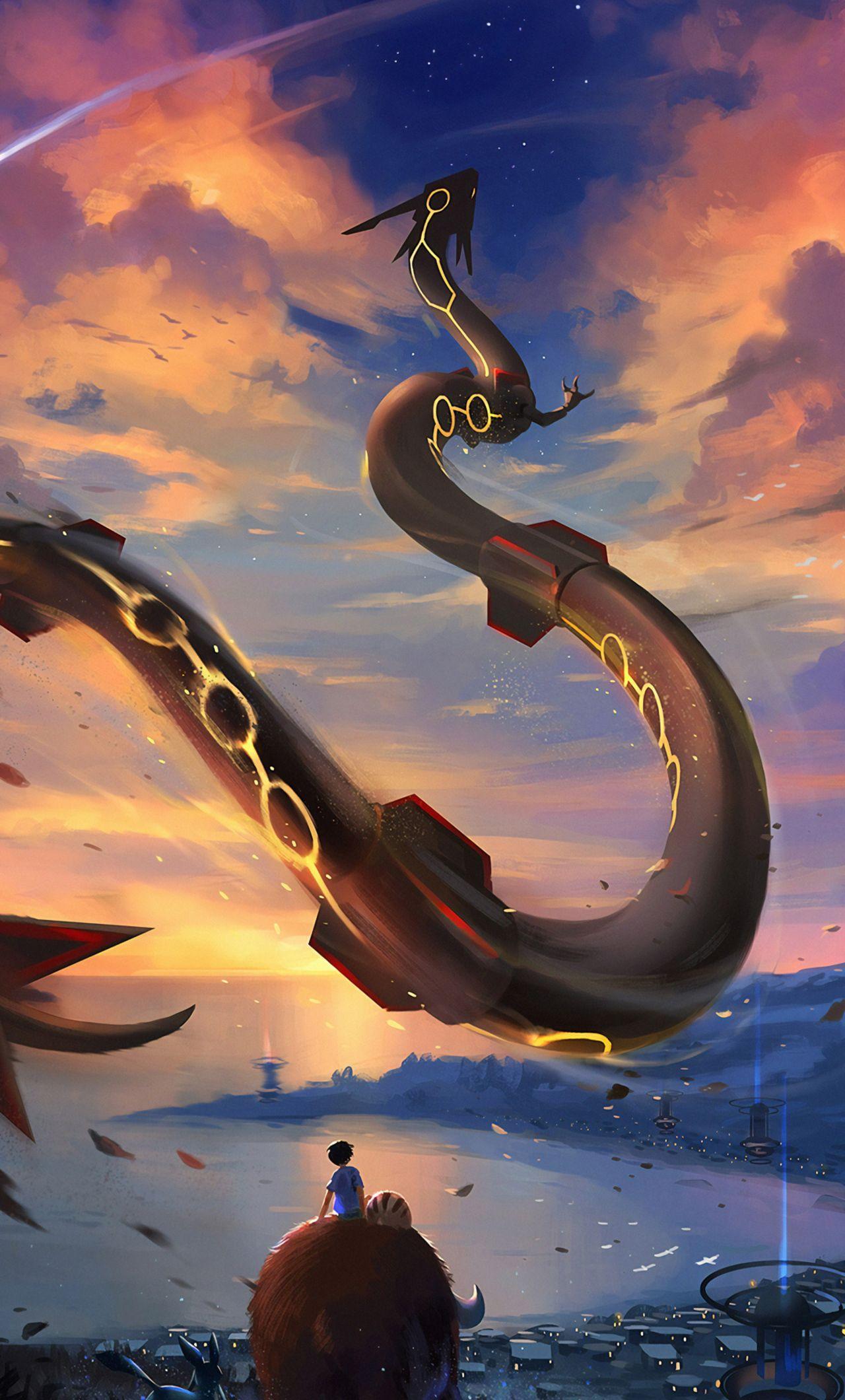 1280x2120 Rayquaza Pokemon Go 4k iPhone HD 4k Wallpaper