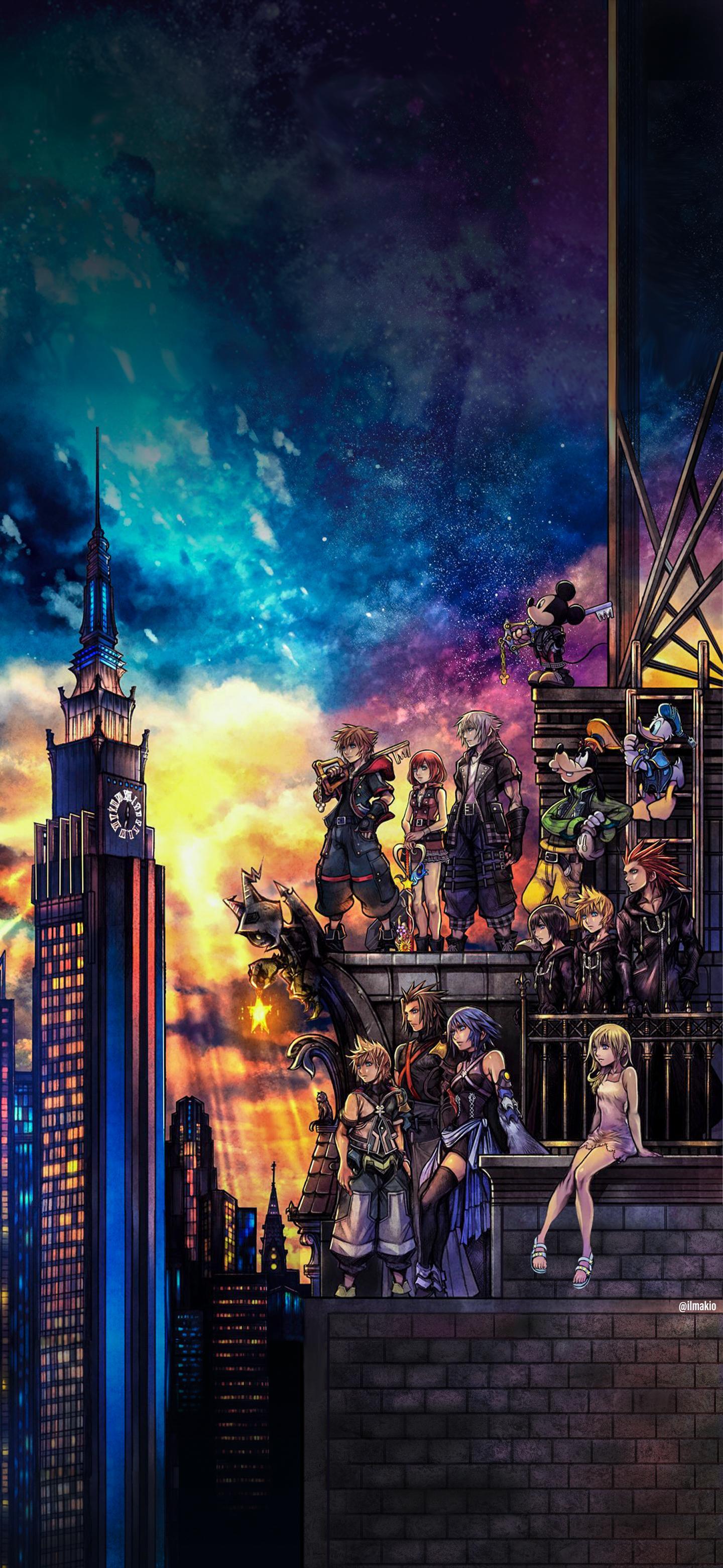 1440x3120 I made a full size (1440x3120) wallpaper for phones, extending the original cover of Kingdome Hearts 3. Hope you like it