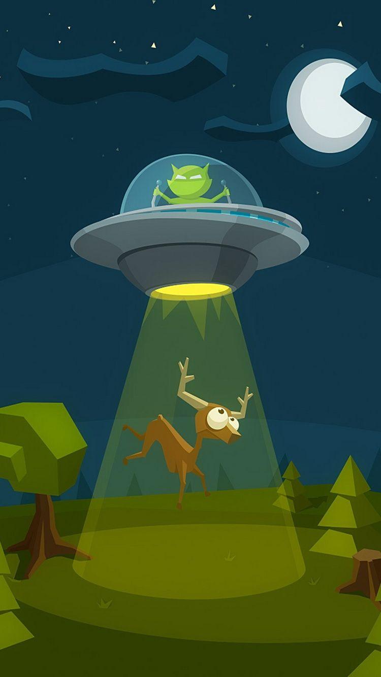 750x1334 Cartoon ET Flying Saucer » Lockscreen For IPhone 6 From « Cartoon