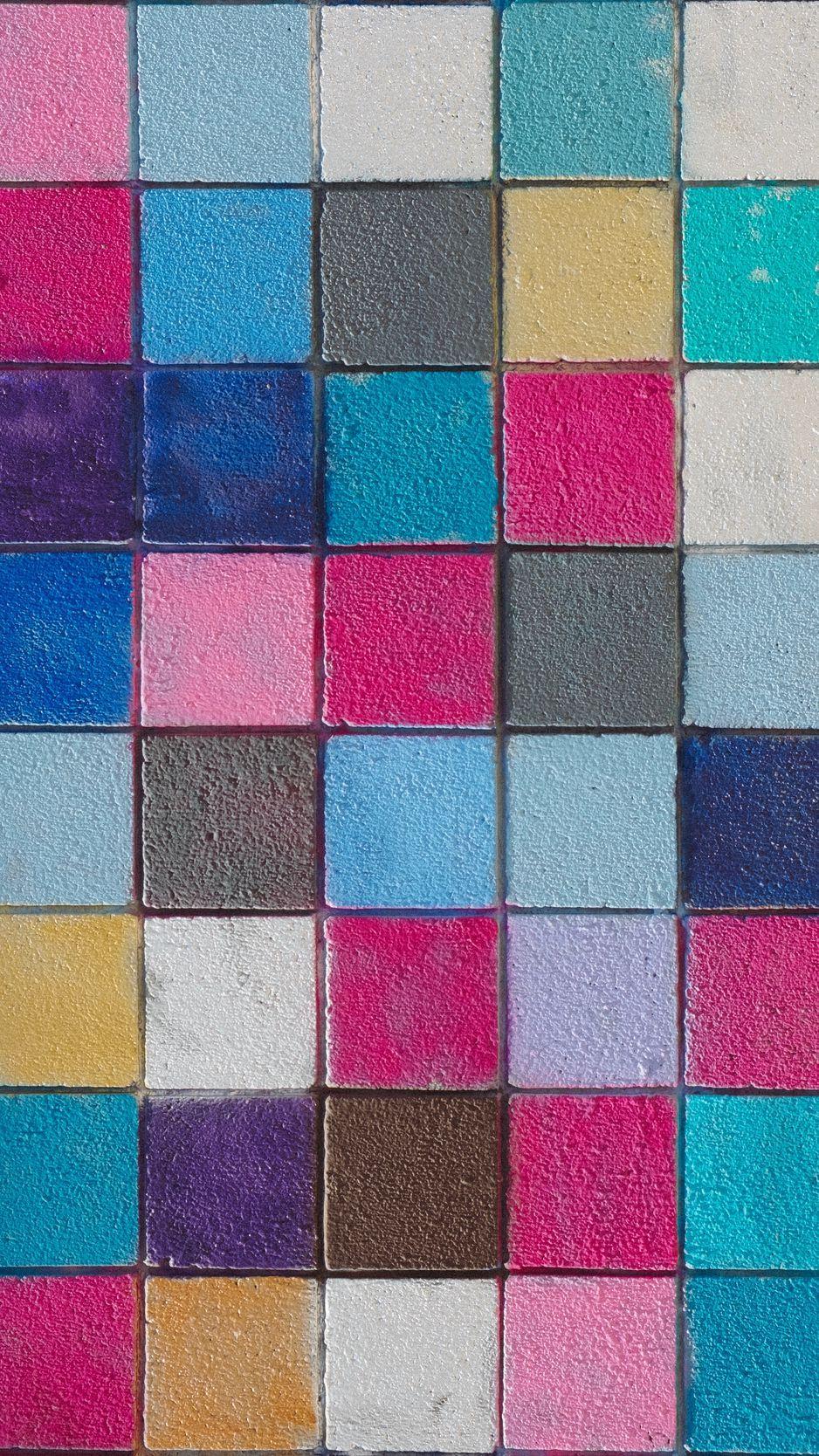 938x1668 Download wallpaper 938x1668 tile, colorful, squares, texture