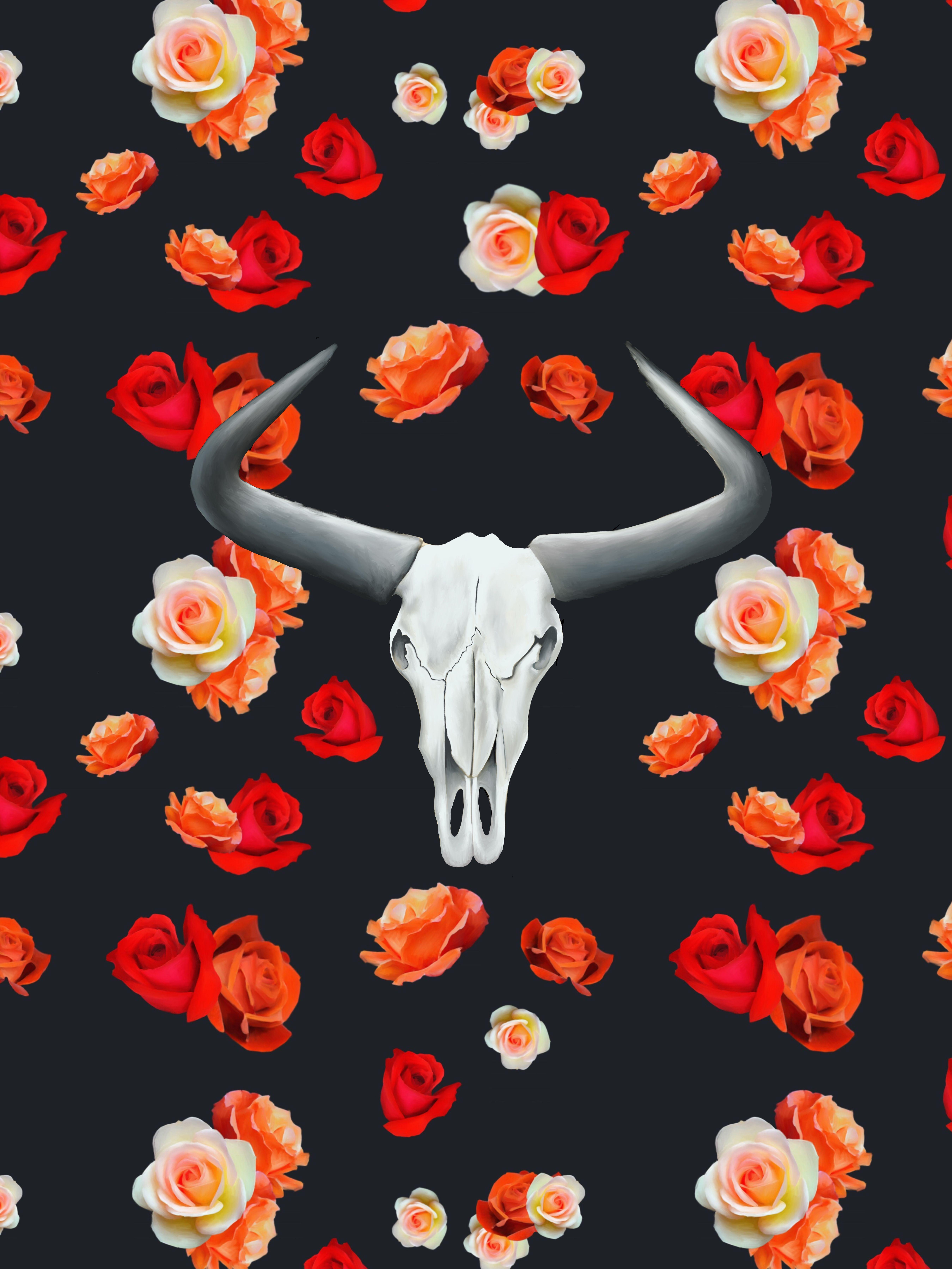 3D Bull Skull HD Wallpaper