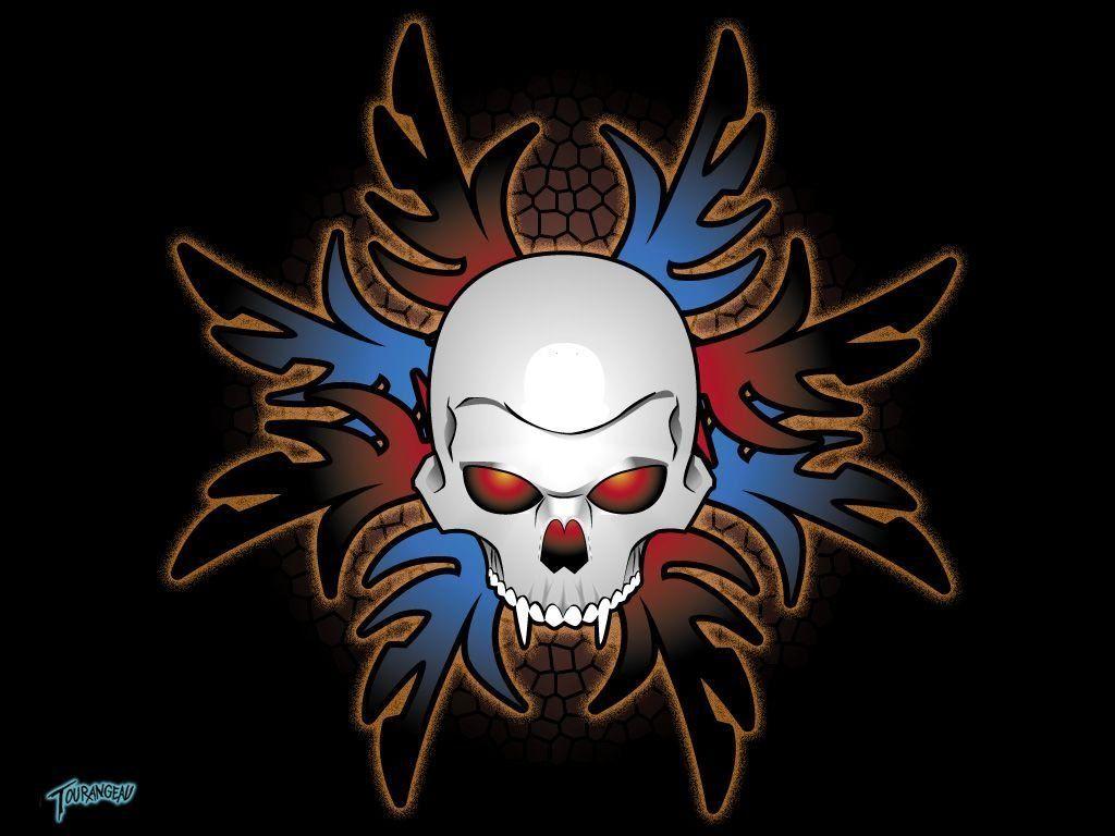 1024x768 Skull Cool Tribal Wallpaper