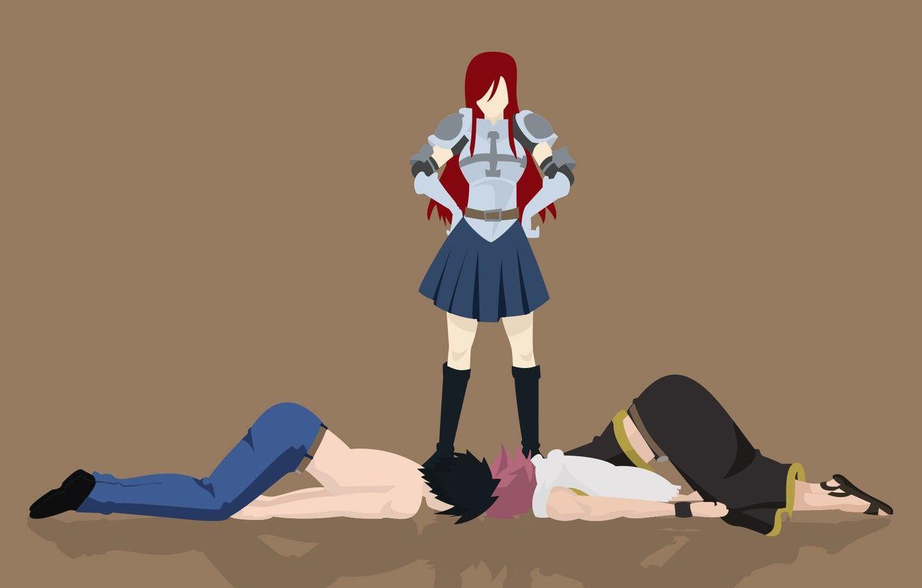 1332x850 Wallpaper minimalism, Fairy Tail, Elsa, Natsu Dragneel, Grey