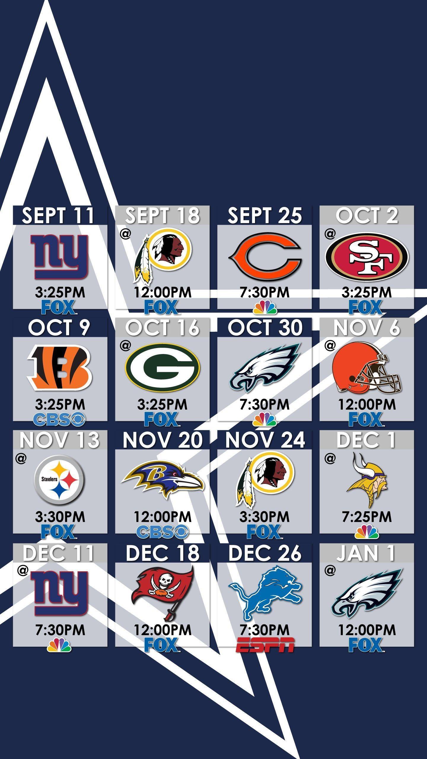 1440x2560 Dallas Cowboys Schedule Wallpaper for iPhone