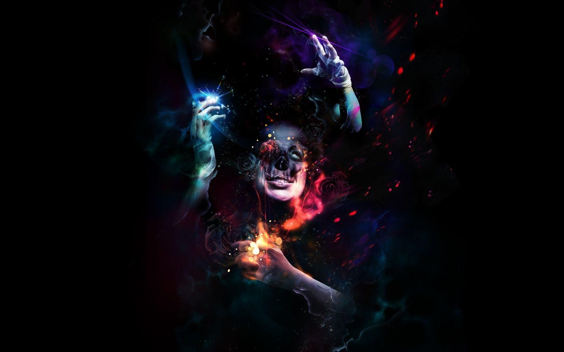 1920x1200 Cg digital dark horror gothic face magic surreal psychedelic