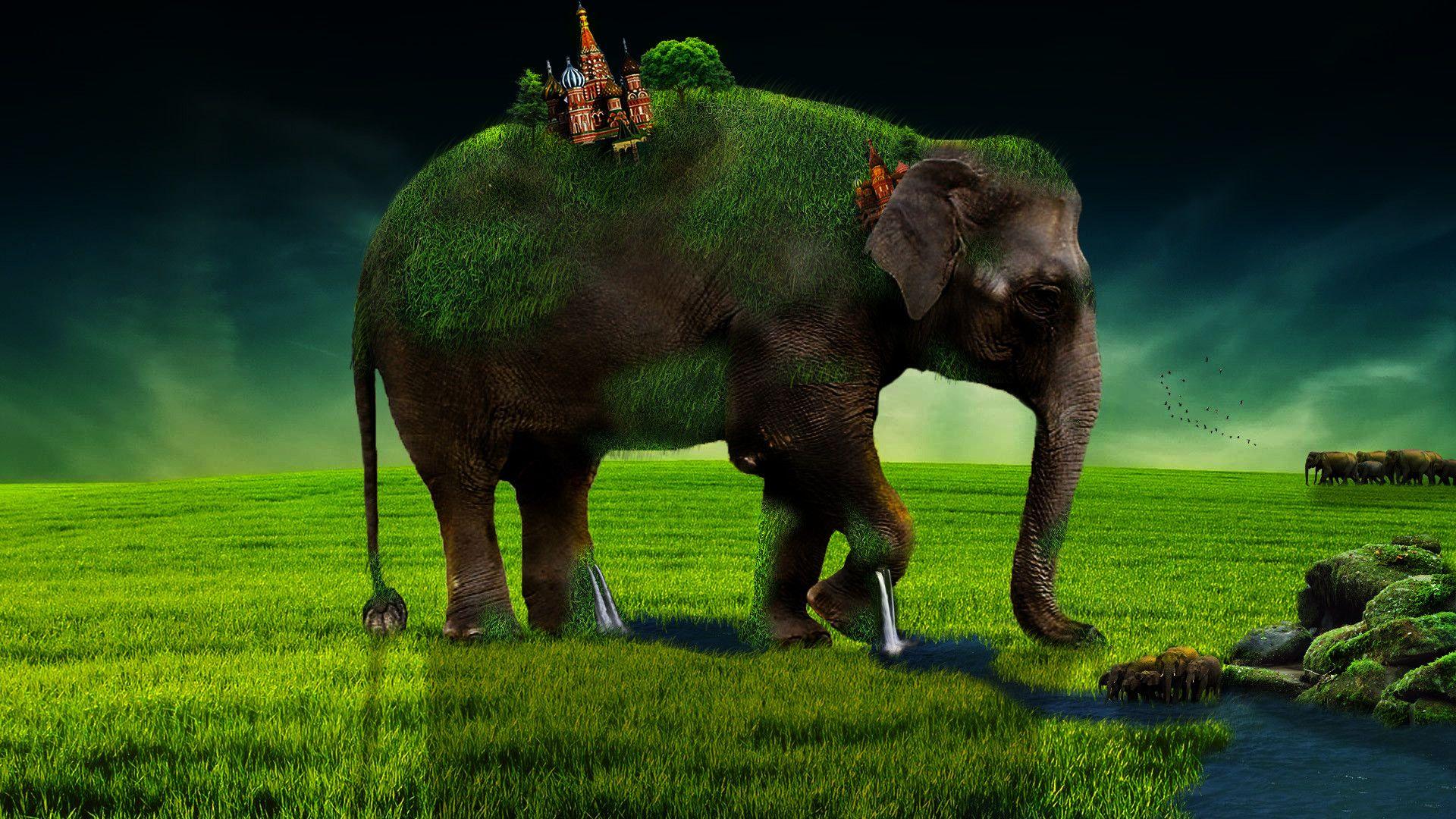 1920x1080 Elephant Art Wallpaper