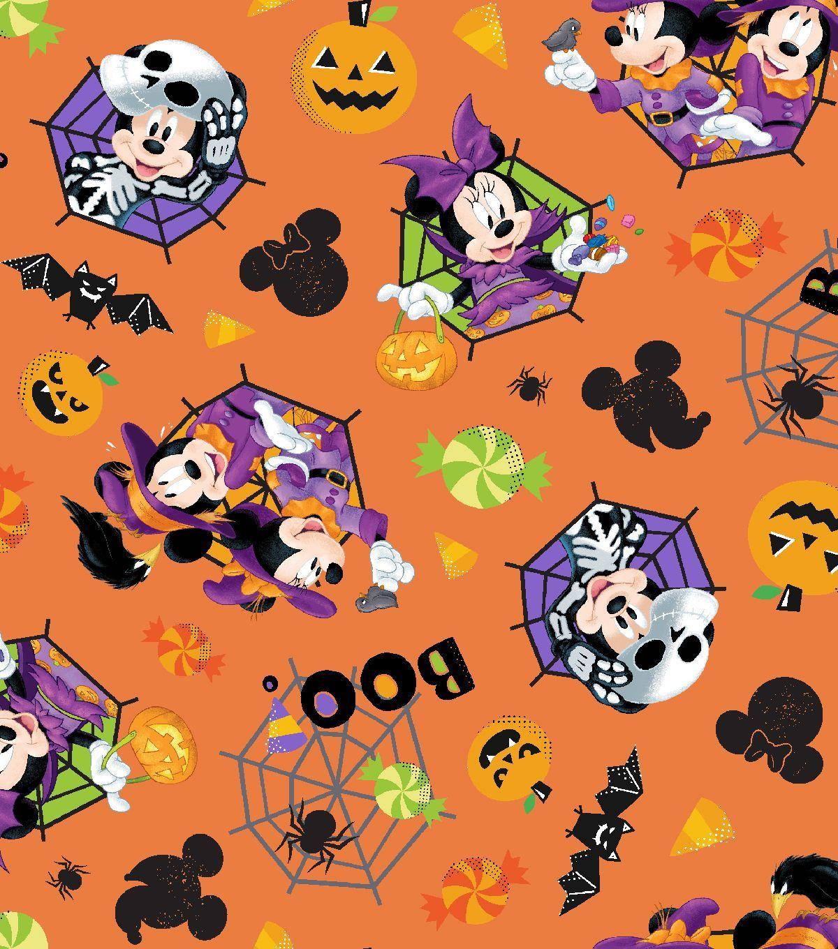 1200x1360 Disney Mickey & Minnie Halloween Cotton Fabric Feelin' Spooky