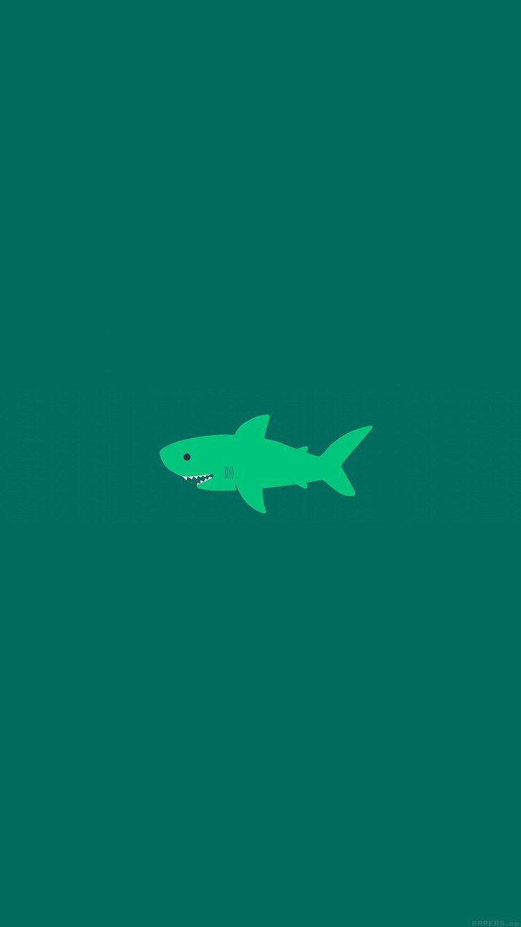 750x1334 Little Small Cute Shark Green Minimal Wallpaper