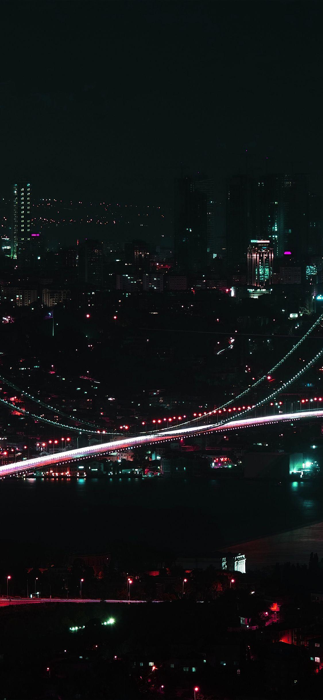 1125x2436 City view dark night iPhone X Wallpaper Free Download